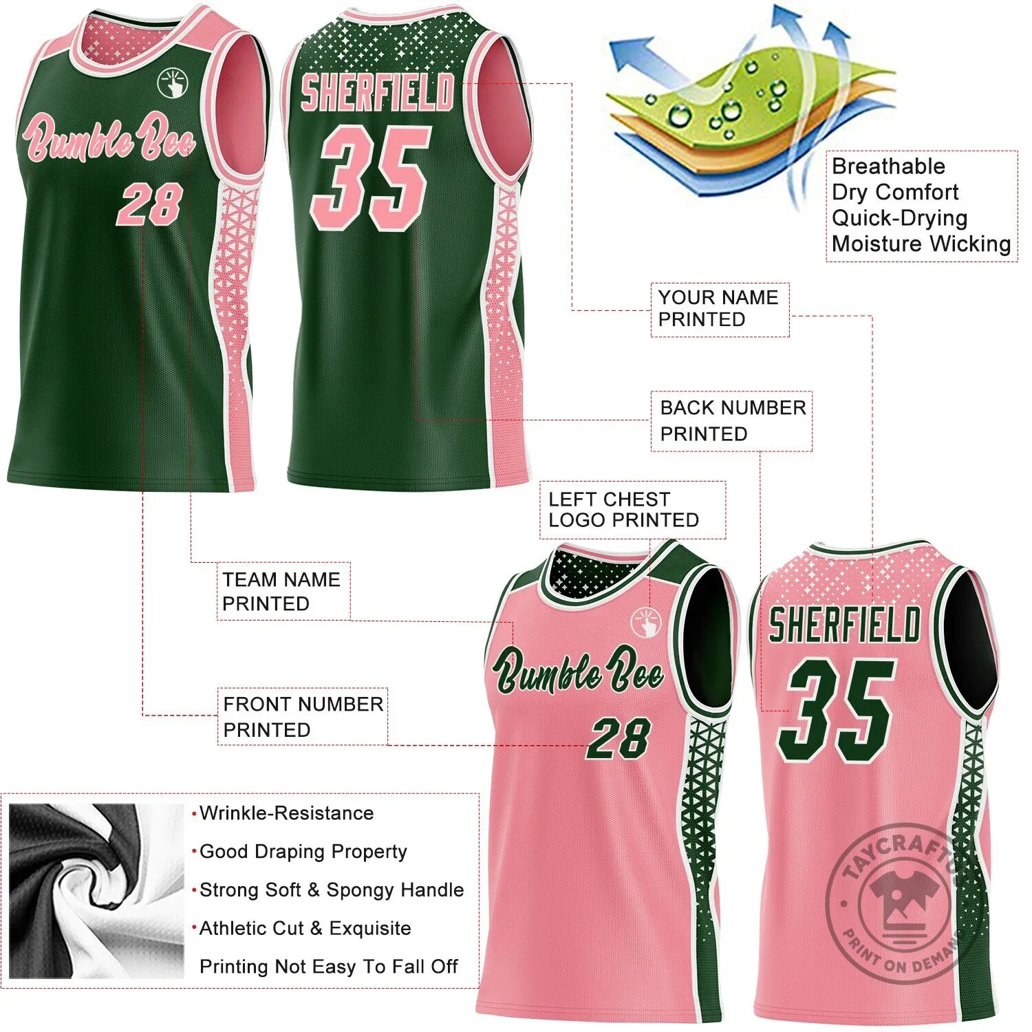 Reversible Basketball Jersey with Custom Pink and Green Geometric Panels 11 Reversible Basketball Jersey with Custom Pink and Green Geometric Panels