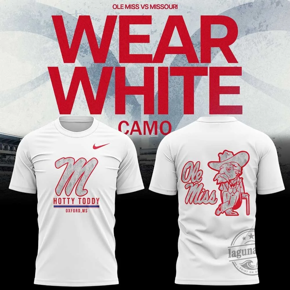 Ole Miss Game Day Hotty Toddy White Camo T-Shirt