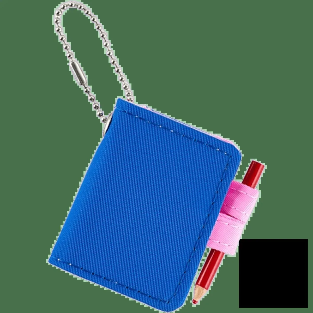 Miniature Blue Notebook Keychain with Pink Pen Loop and Pencil