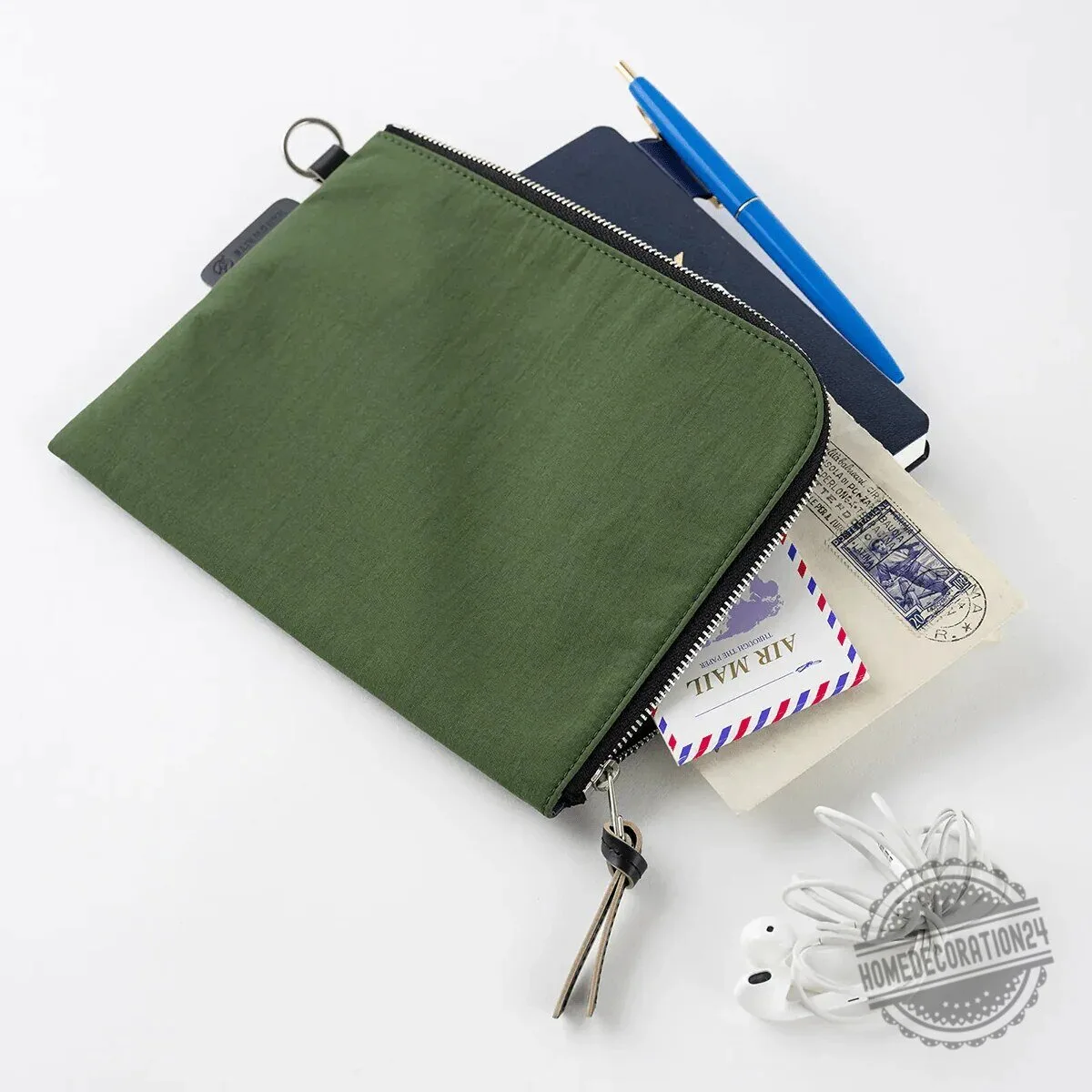 Hobonichi Tragen Flat Pouch Green A6 Zippered Storage Bag 7 Hobonichi Tragen Flat Pouch Green A6 Zippered Storage Bag
