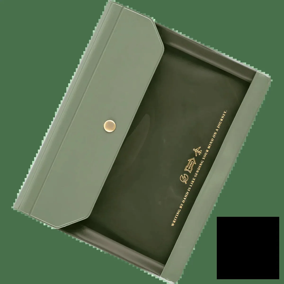 Olive Green A6 Document Case with Snap Closure for Stationery and Papers