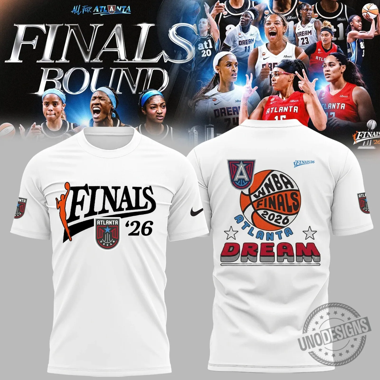 White Fan T-Shirt for 2026 WNBA Finals – Atlanta Dream