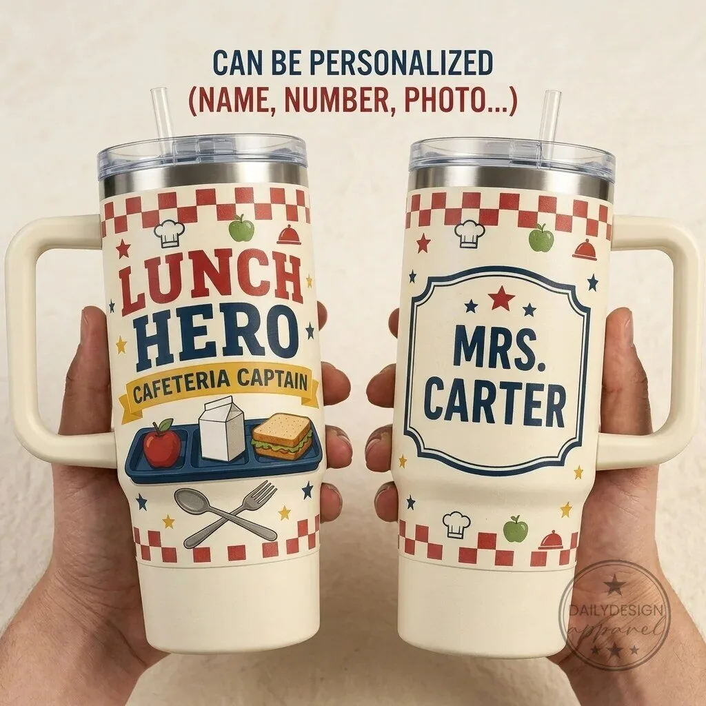 Lunch Hero Cafeteria Captain Personalized 40oz Tumbler with Handle