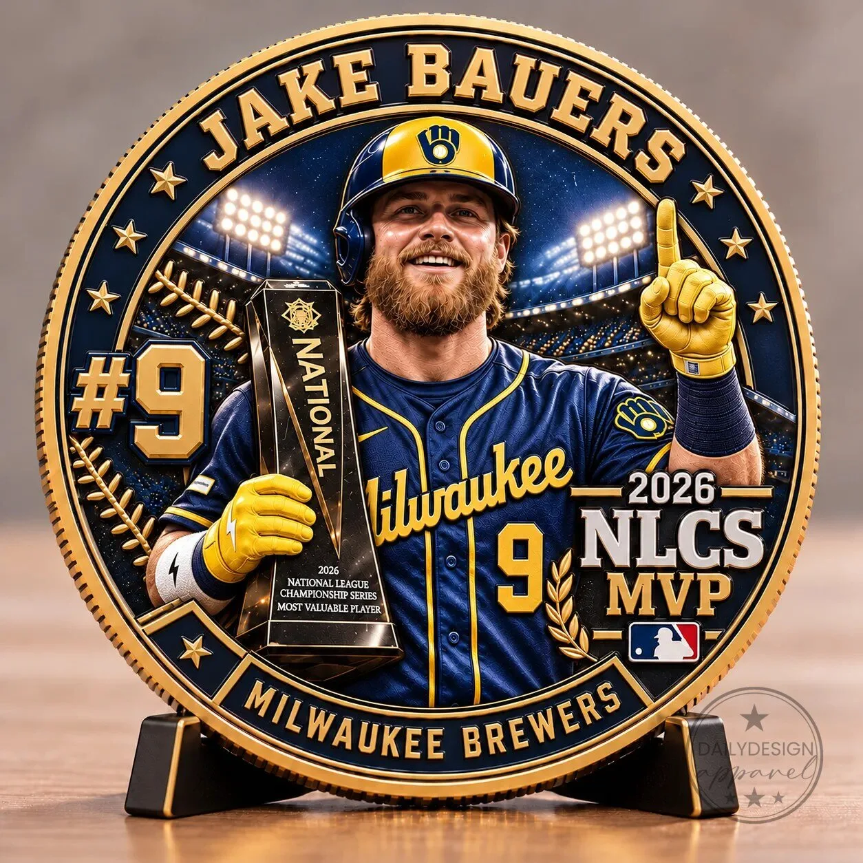 Jake Bauers Milwaukee Brewers 2026 NLCS MVP Commemorative Gold Coin