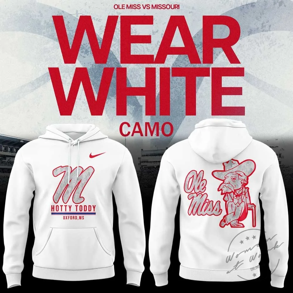 Ole Miss Game Day White Camo Hotty Toddy Hoodie
