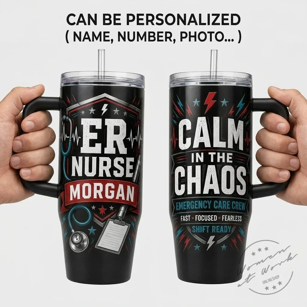 Emergency Room Nurse Personalized Tumbler with Handle - Calm in the Chaos Medical Gift
