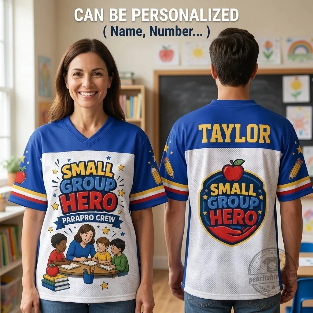 Small Group Hero Parapro Crew Teacher Appreciation Personalized Football Jersey 1 Small Group Hero Parapro Crew Teacher Appreciation Personalized Football Jersey
