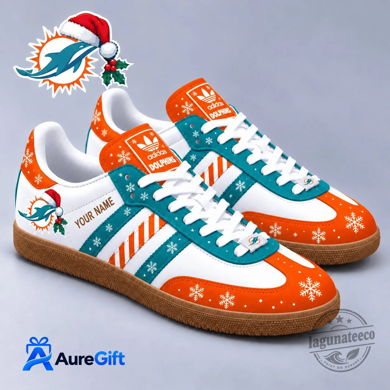 Miami Dolphins Christmas Personalized Name Adidas Samba Shoes
