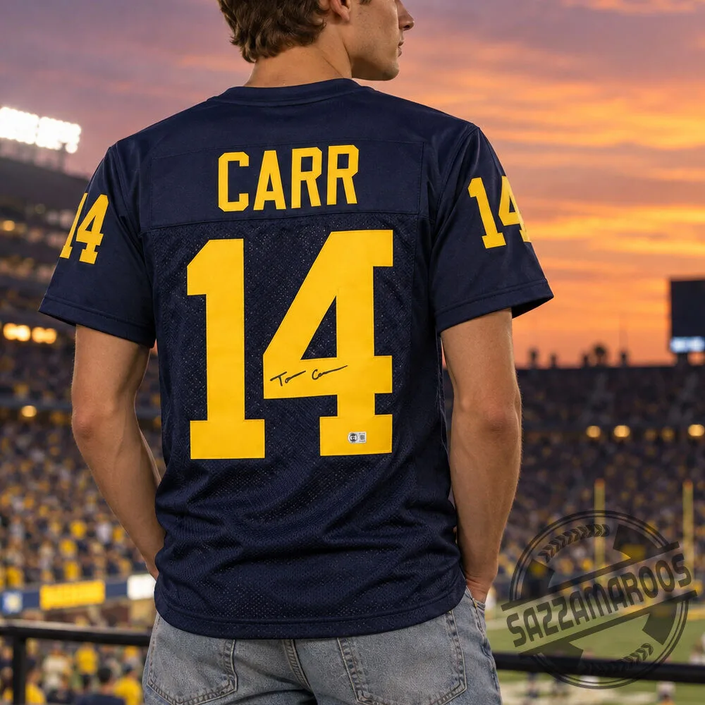 Tommy Carr Autographed Michigan Wolverines Football Jersey 6 Tommy Carr Autographed Michigan Wolverines Football Jersey
