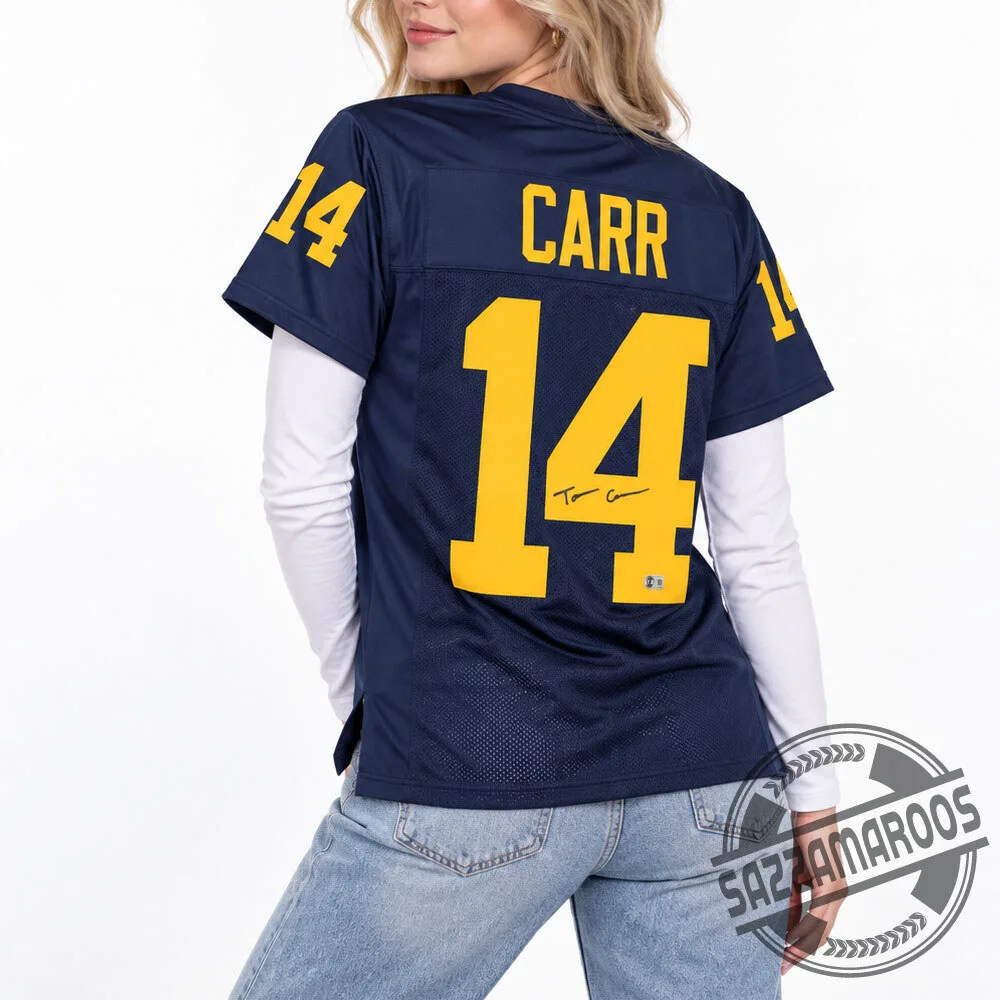 Tommy Carr Autographed Michigan Wolverines Football Jersey 7 Tommy Carr Autographed Michigan Wolverines Football Jersey