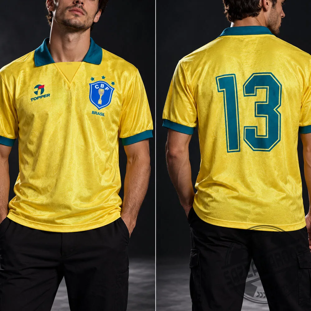Vintage Brazil 1990-1991 Home Shirt #13 - Topper Retro Football Jersey 5 Vintage Brazil 1990-1991 Home Shirt #13 - Topper Retro Football Jersey