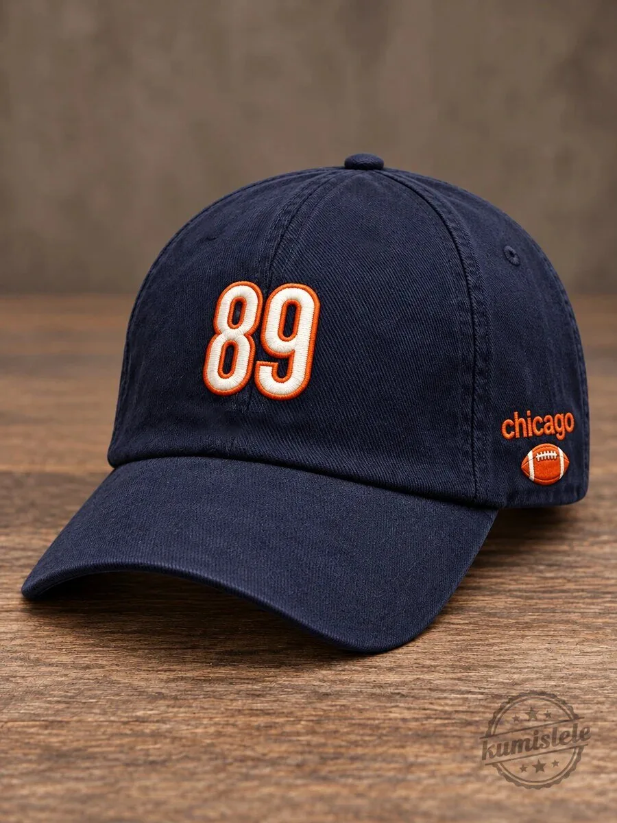 Chicago Football Gameday Number 89 Embroidered Navy Blue Cap Hat