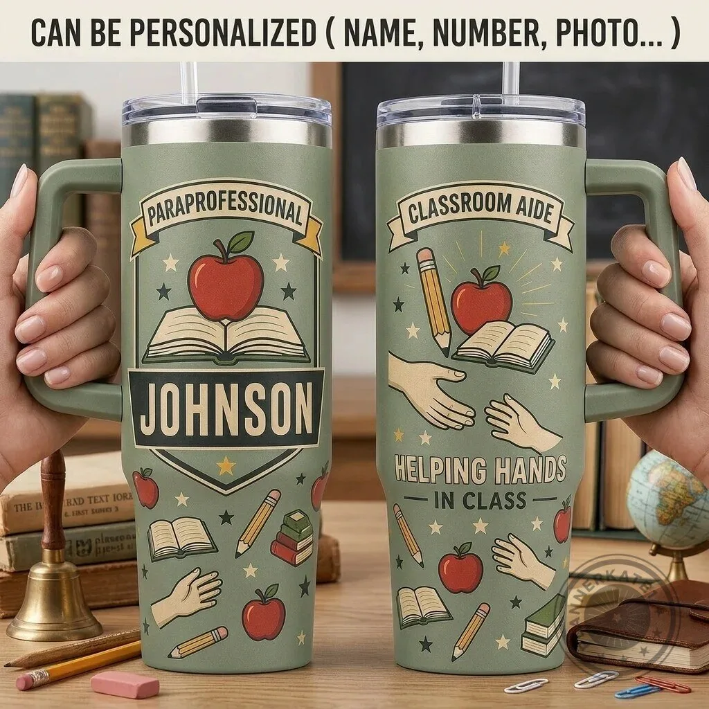 Personalized Paraprofessional Classroom Aide Helping Hands 40oz Tumbler with Handle 1 Personalized Paraprofessional Classroom Aide Helping Hands 40oz Tumbler with Handle