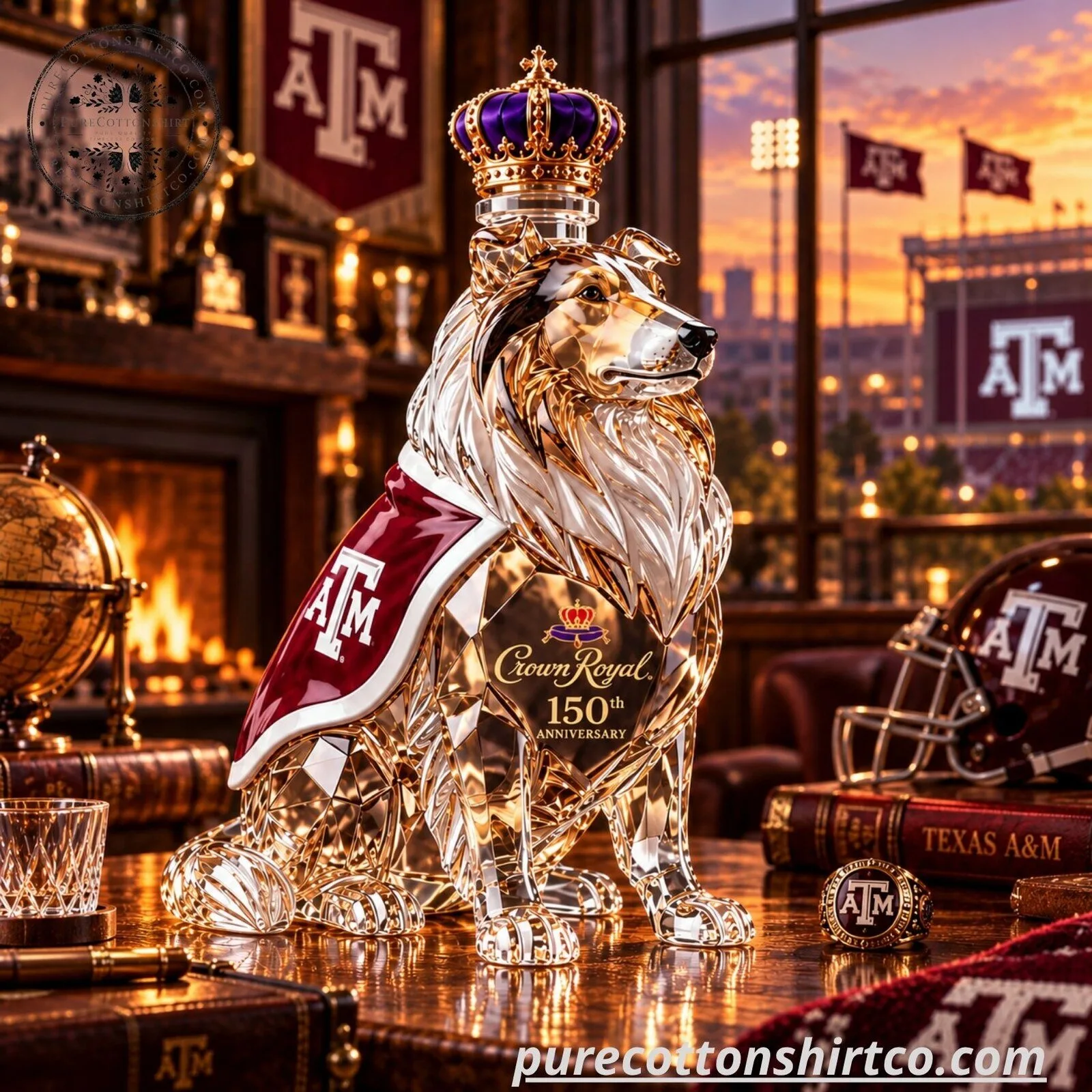 Texas A&M Aggies Crown Royal 150th Anniversary Whiskey Decanter - Reveille Dog Glass Bottle - Flash Sale 5 Texas A&M Aggies Crown Royal 150th Anniversary Whiskey Decanter - Reveille Dog Glass Bottle