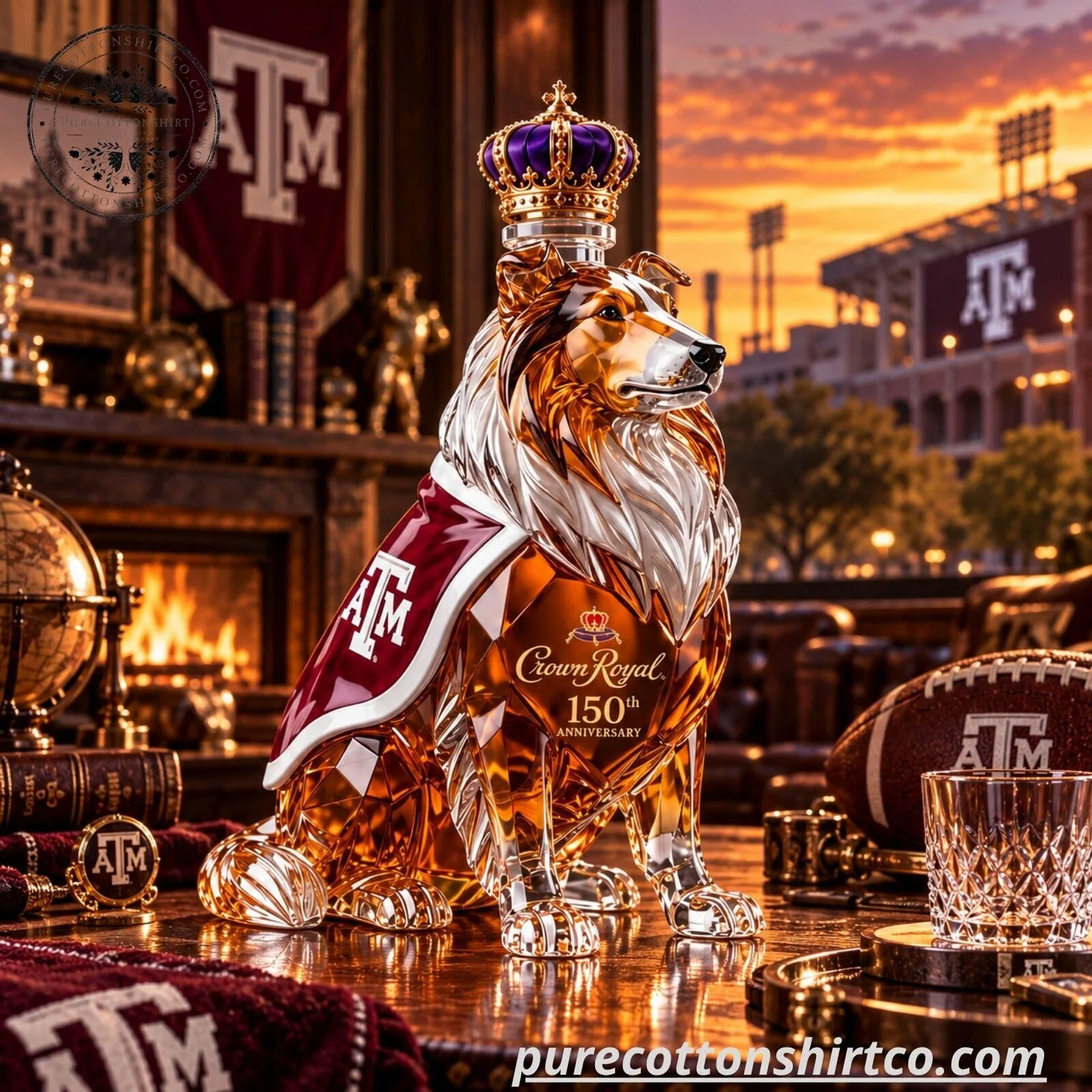 Texas A&M Aggies Crown Royal 150th Anniversary Whiskey Decanter - Reveille Dog Glass Bottle - Flash Sale 6 Texas A&M Aggies Crown Royal 150th Anniversary Whiskey Decanter - Reveille Dog Glass Bottle