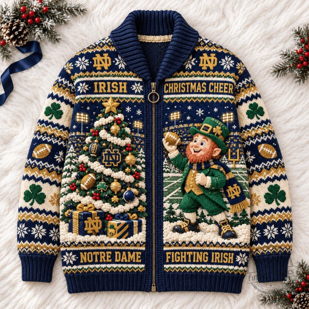 Notre Dame Fighting Irish Christmas Cheer Knitted Cardigan Sweater Notre Dame Fighting Irish Christmas Cheer Knitted Cardigan Sweater