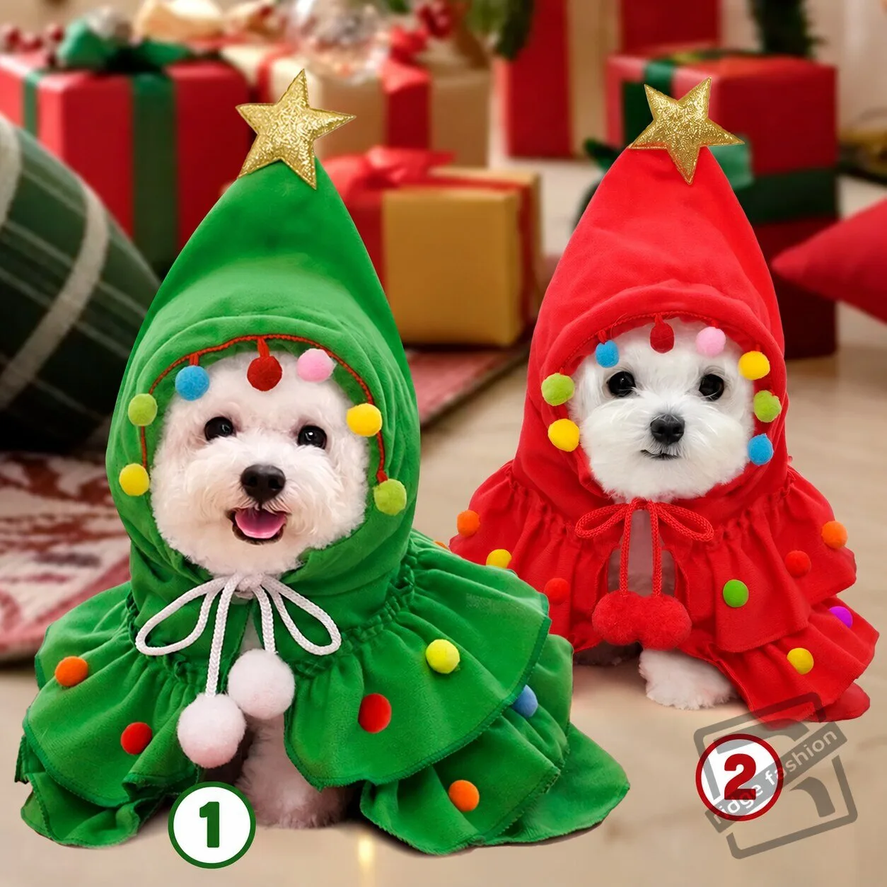 Pet Christmas Tree Costume Cloak – Cute Holiday Pet Hooded Tree Cape Pet Christmas Tree Costume Cloak - Festive Hooded Tree Cape