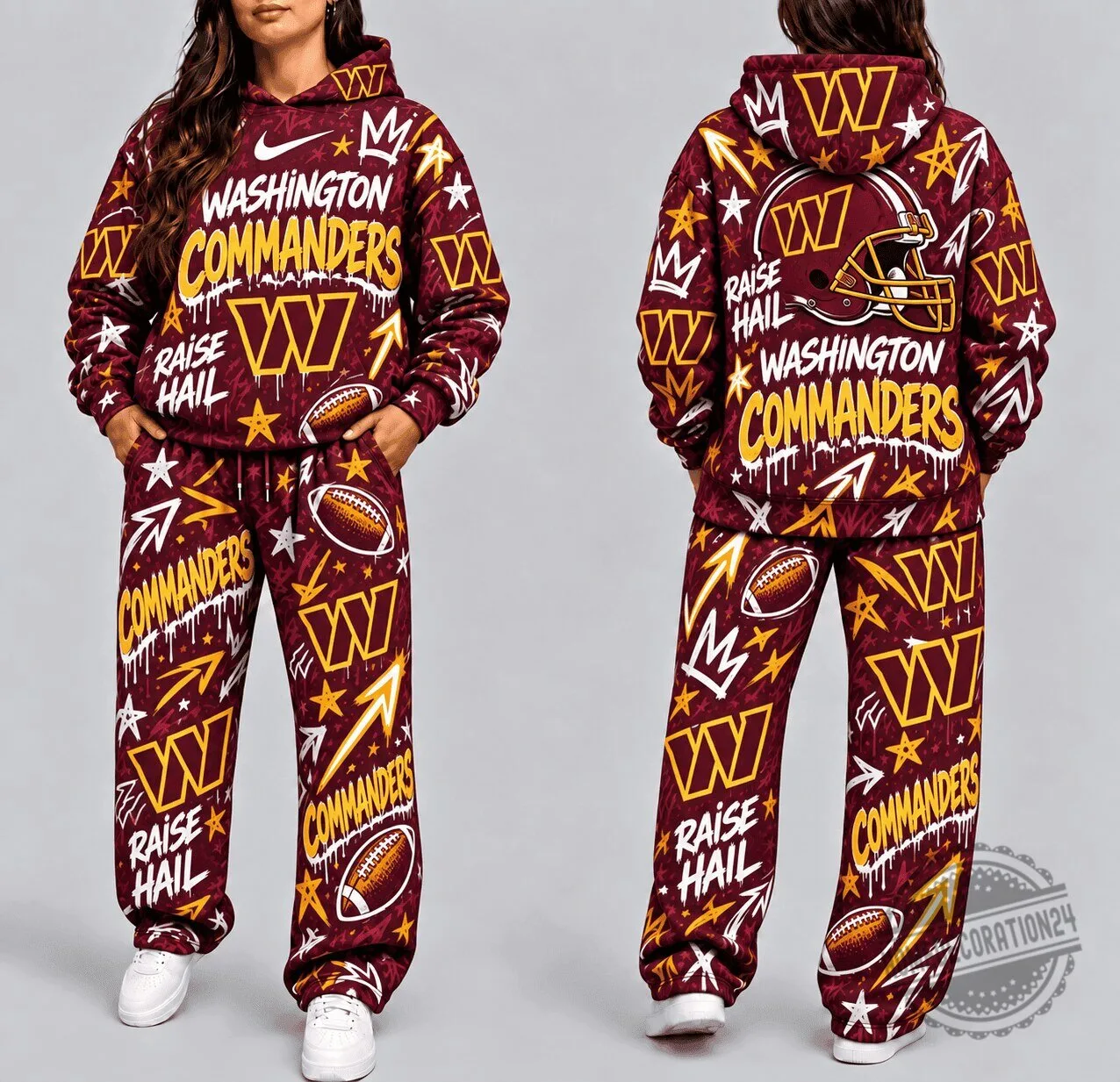 Washington Commanders Football Team Graffiti Art Style Hoodie