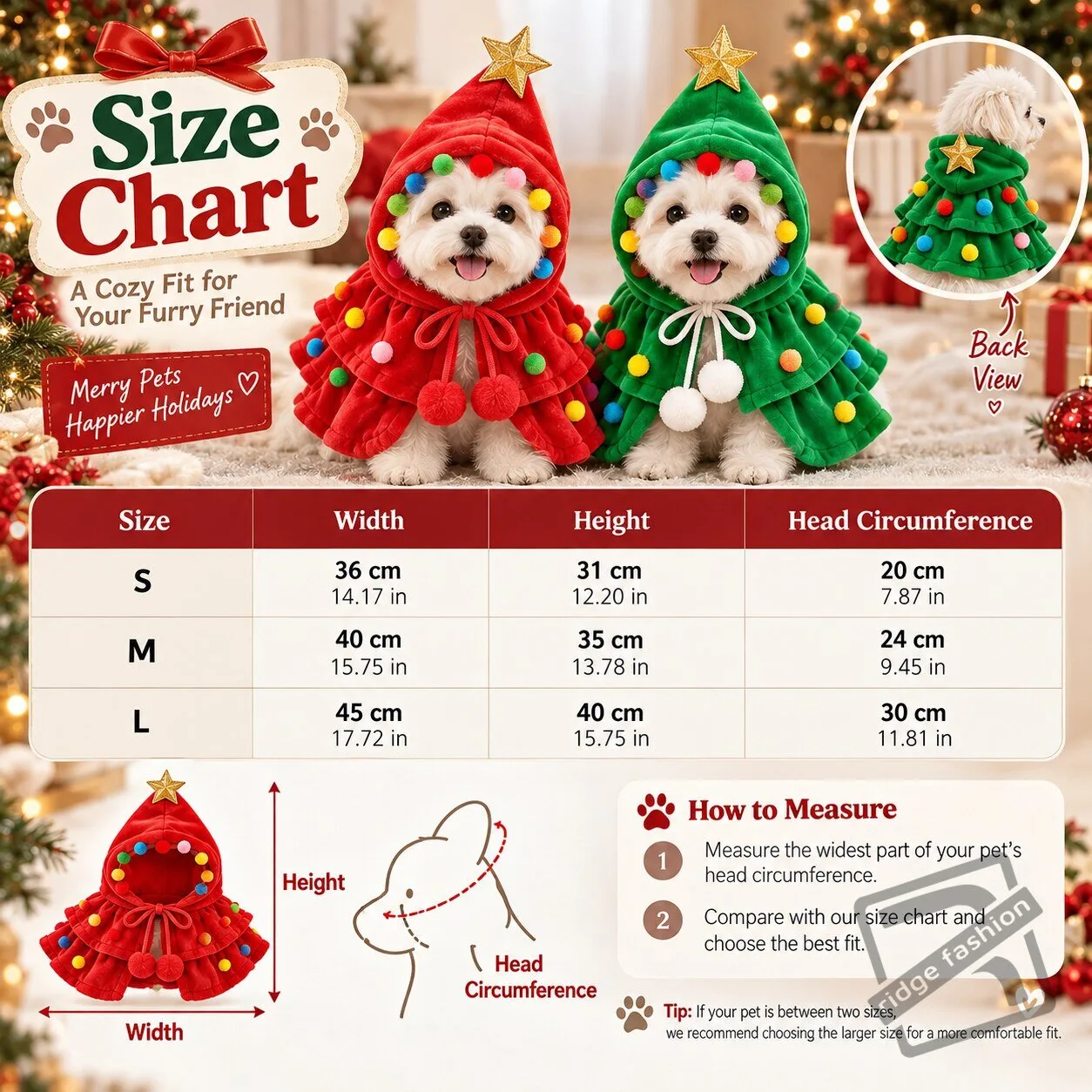 Pet Christmas Tree Costume Cloak – Cute Holiday Pet Hooded Tree Cape Pet Christmas Tree Costume Cloak - Festive Hooded Tree Cape – image 3 of 5