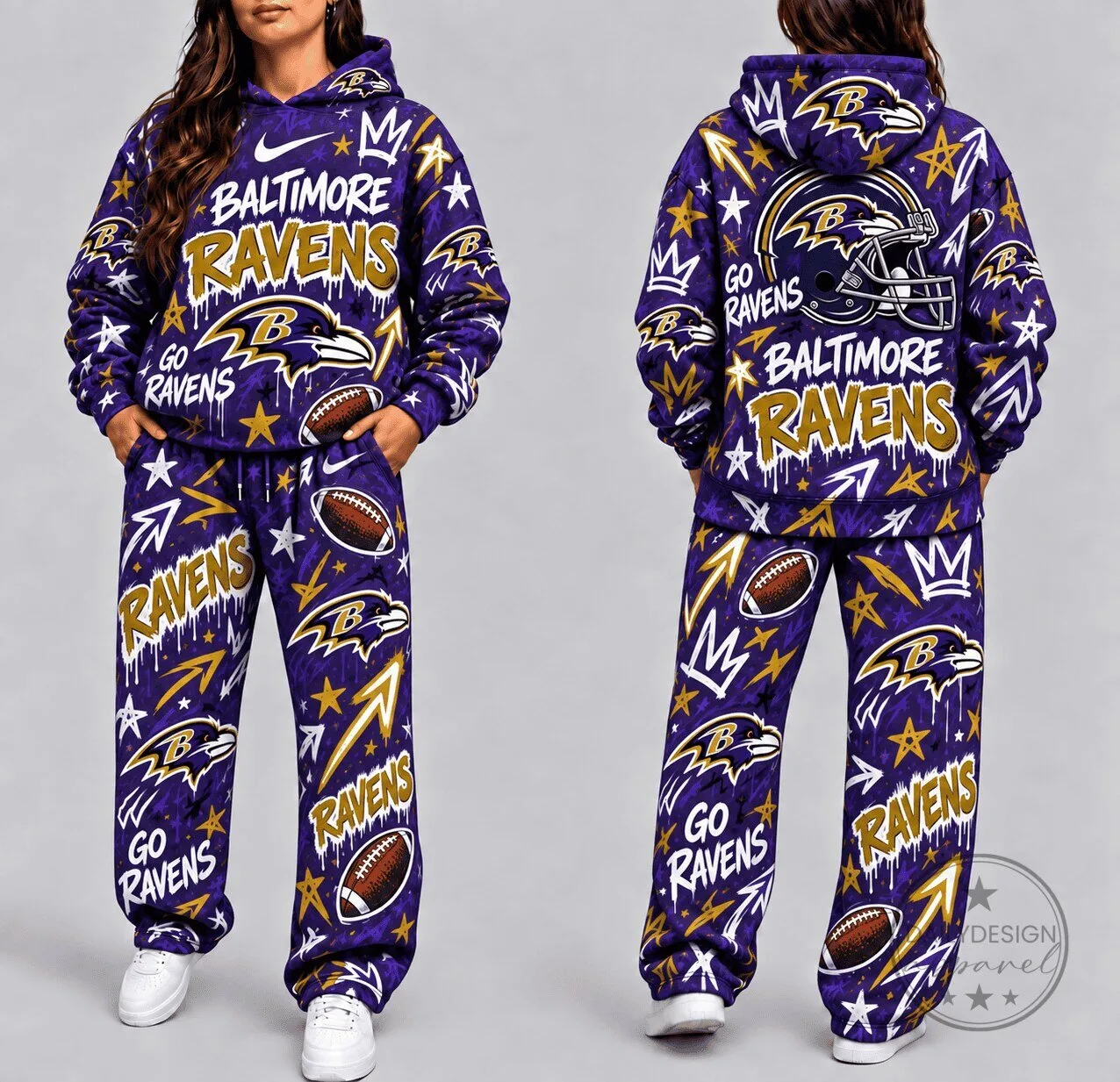 Baltimore Ravens NFL Graffiti Art Football Team Hoodie