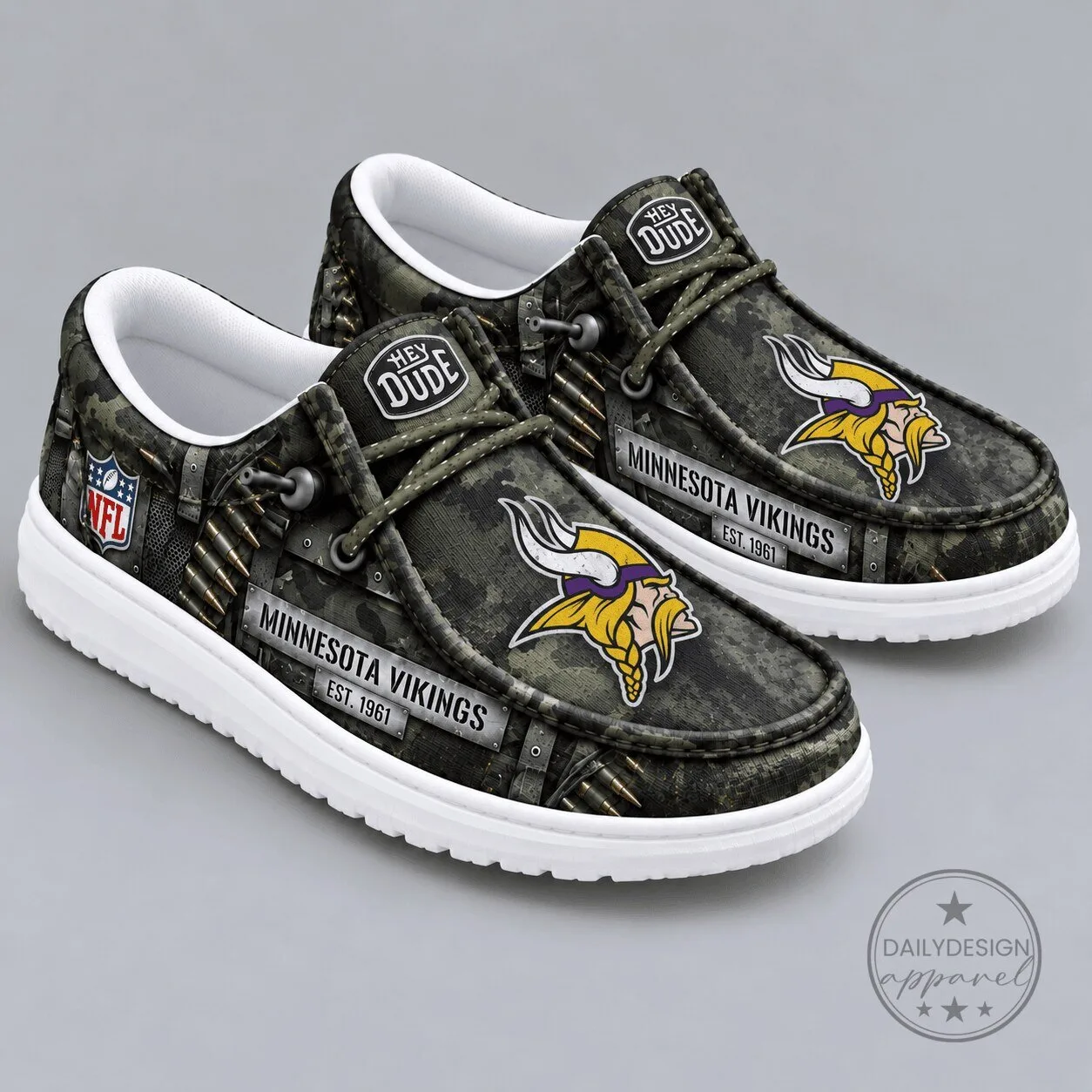 Minnesota Vikings NFL Camouflage Hey Dude Style Shoes