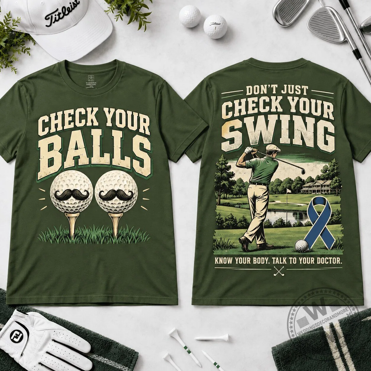 Men's Health Awareness Check Your Balls Golf Lover's T-Shirt