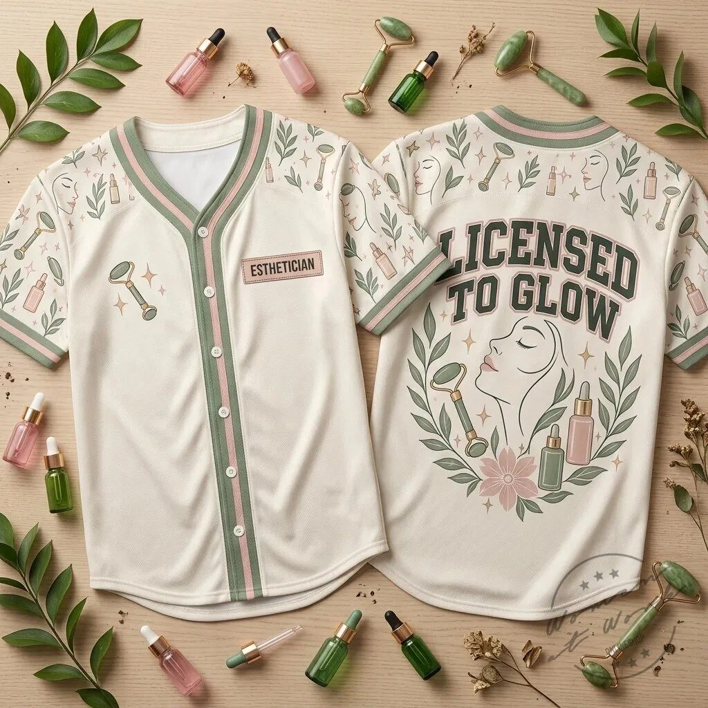 Licensed to Glow Esthetician Skincare Professional Baseball Jersey