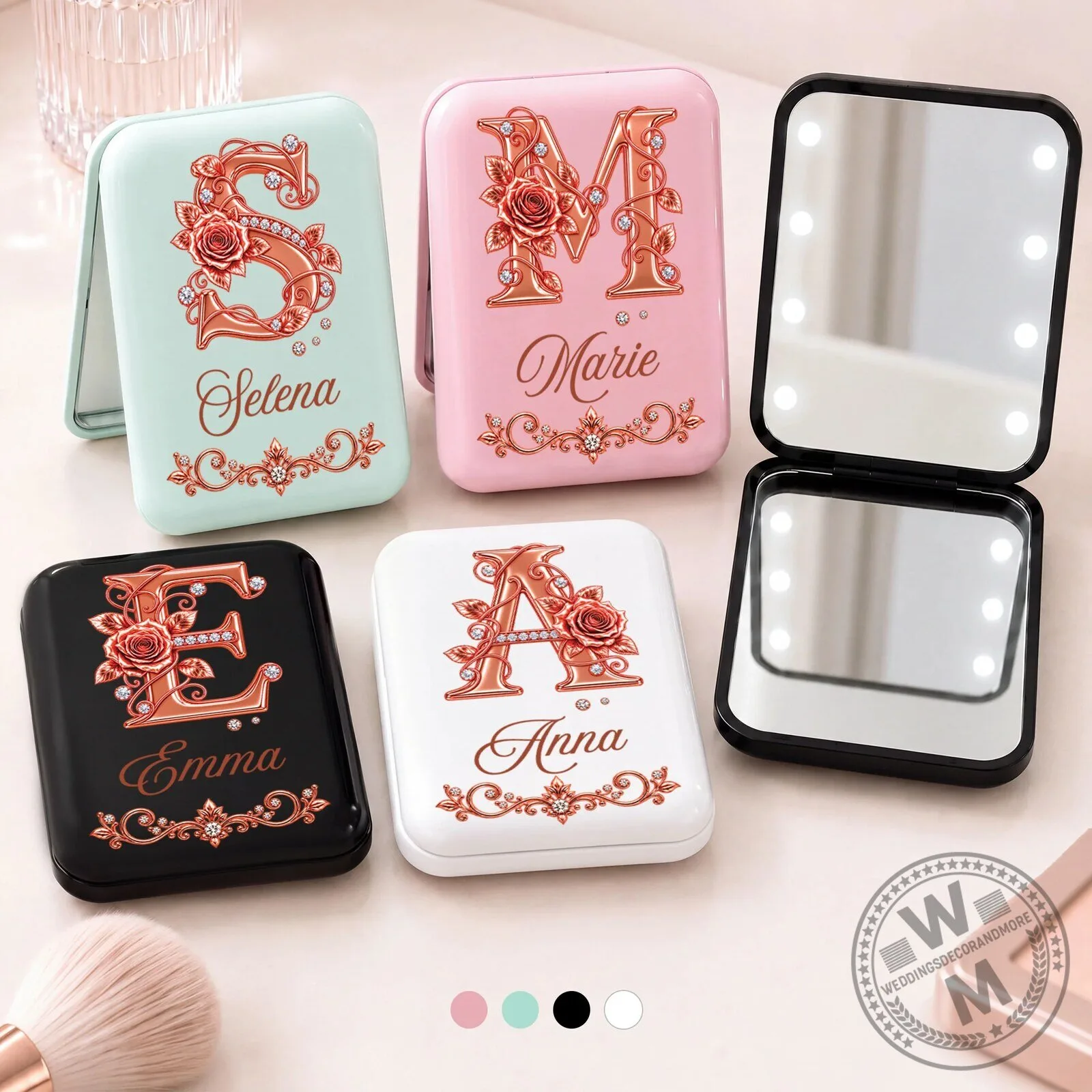 Selena Initial S Rose Gold Compact Makeup Mirror 4 Selena Initial S Rose Gold Compact Makeup Mirror