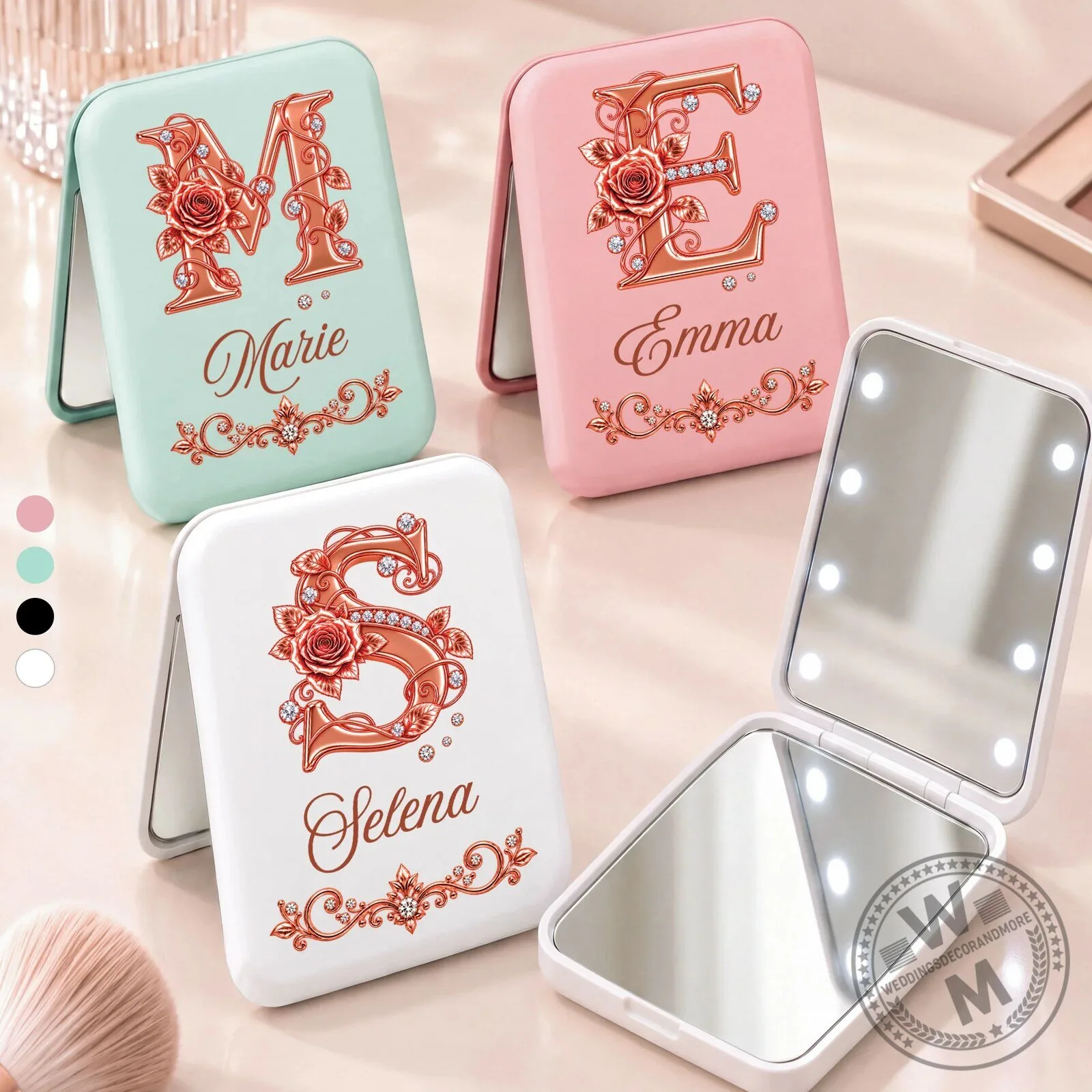 Selena Initial S Rose Gold Compact Makeup Mirror 5 Selena Initial S Rose Gold Compact Makeup Mirror
