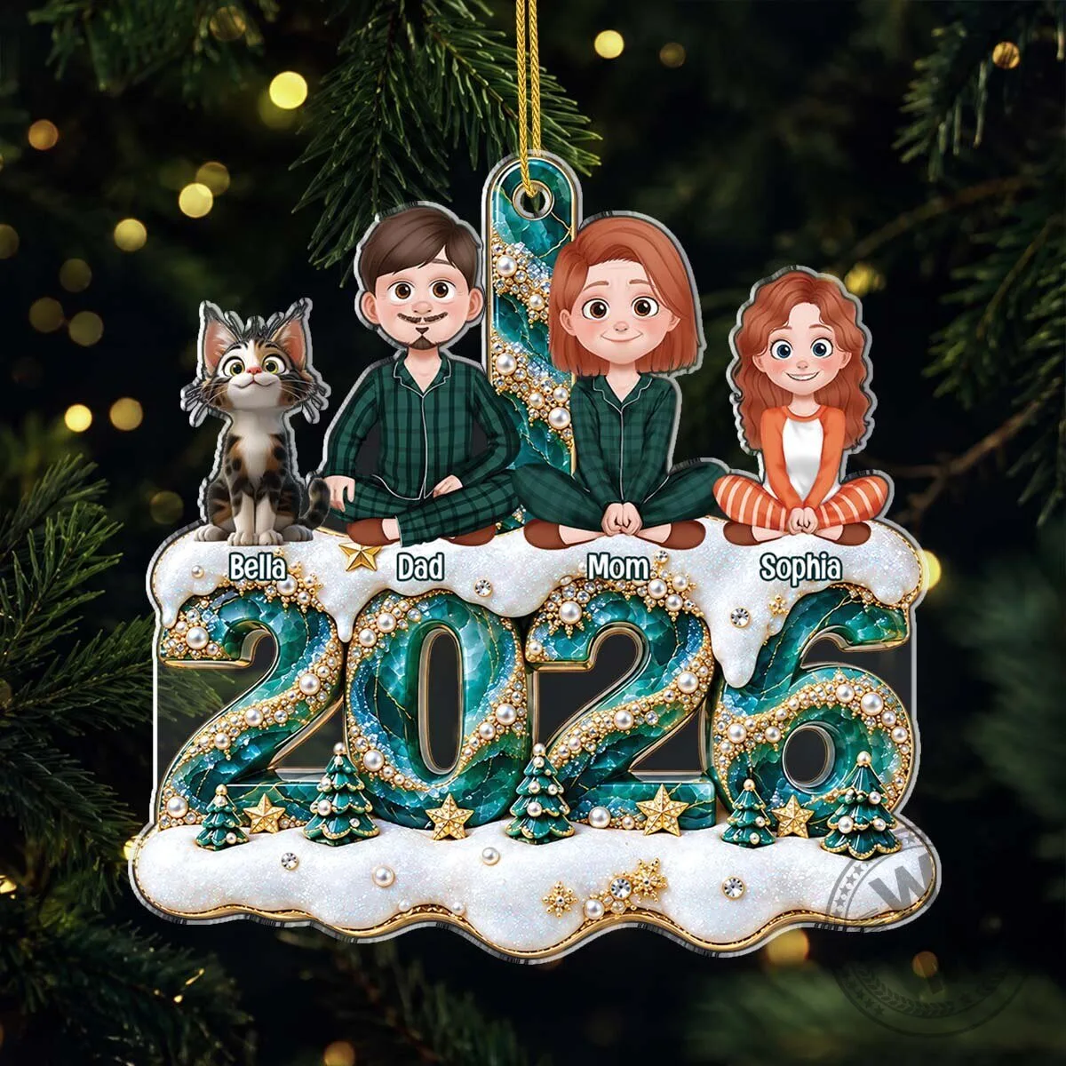 Personalized Family Christmas Tree Ornament with Custom Photo