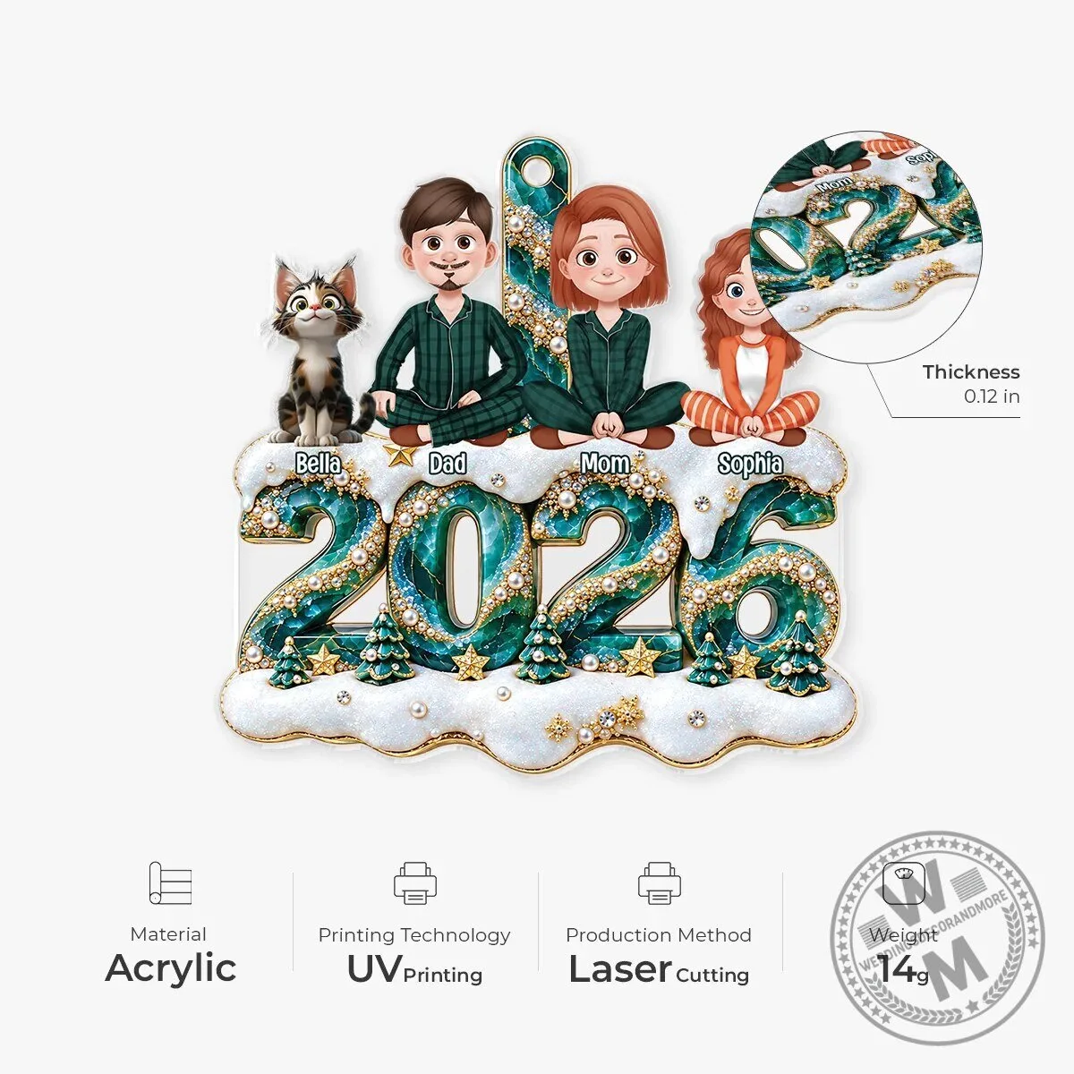 Personalized Family Christmas Tree Ornament with Custom Photo 8 Personalized Family Christmas Tree Ornament with Custom Photo