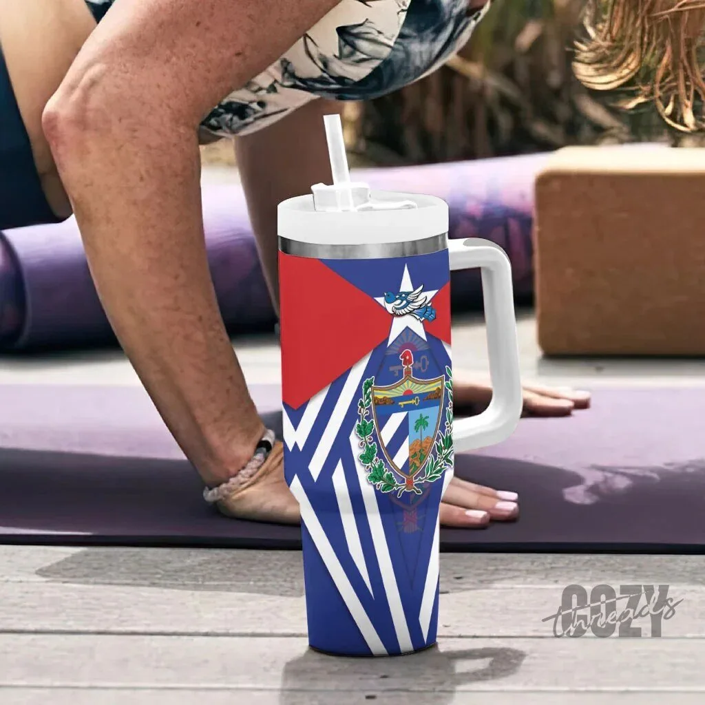 Viva Cuba Libre Tumbler With Handle Cuban Trogon With Coat Of Arms LT05 11 Viva Cuba Libre Tumbler With Handle Cuban Trogon With Coat Of Arms LT05
