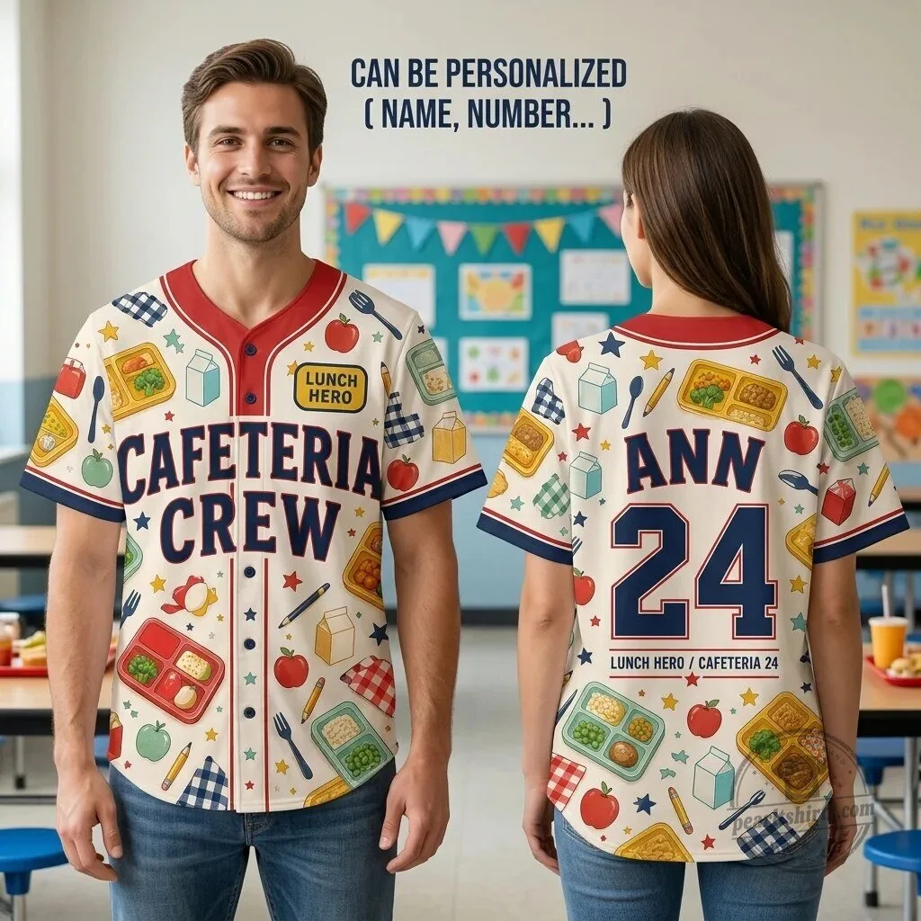 Personalized Cafeteria Crew Lunch Hero School Staff Baseball Jersey