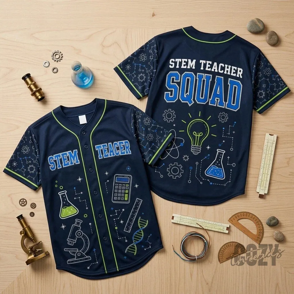 STEM Teacher Squad Science and Math Educator Baseball Jersey 1 STEM Teacher Squad Science and Math Educator Baseball Jersey