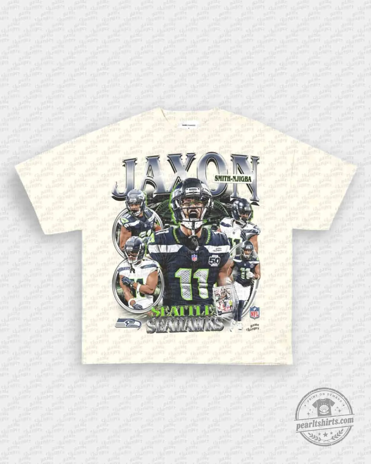 Seattle Seahawks Graphic T-Shirt featuring Jaxon Smith-Njigba Football Design 6 Seattle Seahawks Graphic T-Shirt featuring Jaxon Smith-Njigba Football Design