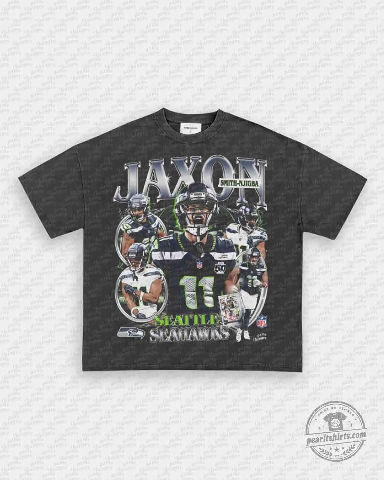 Seattle Seahawks Graphic T-Shirt featuring Jaxon Smith-Njigba Football Design 7 Seattle Seahawks Graphic T-Shirt featuring Jaxon Smith-Njigba Football Design