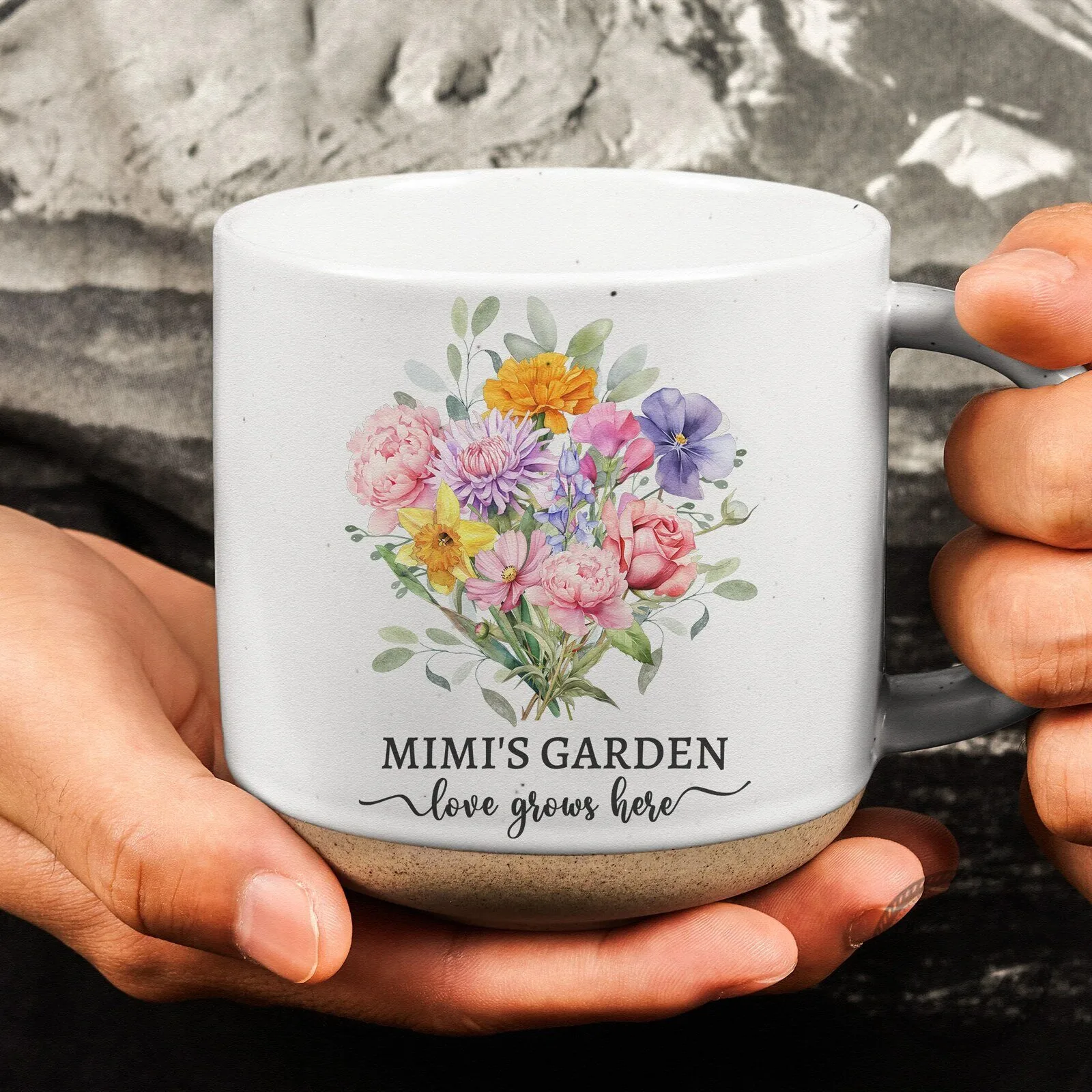 Personalized Birth Flower Bouquet Grandma's Garden Love Grows Here Mug 9 Personalized Birth Flower Bouquet Grandma
