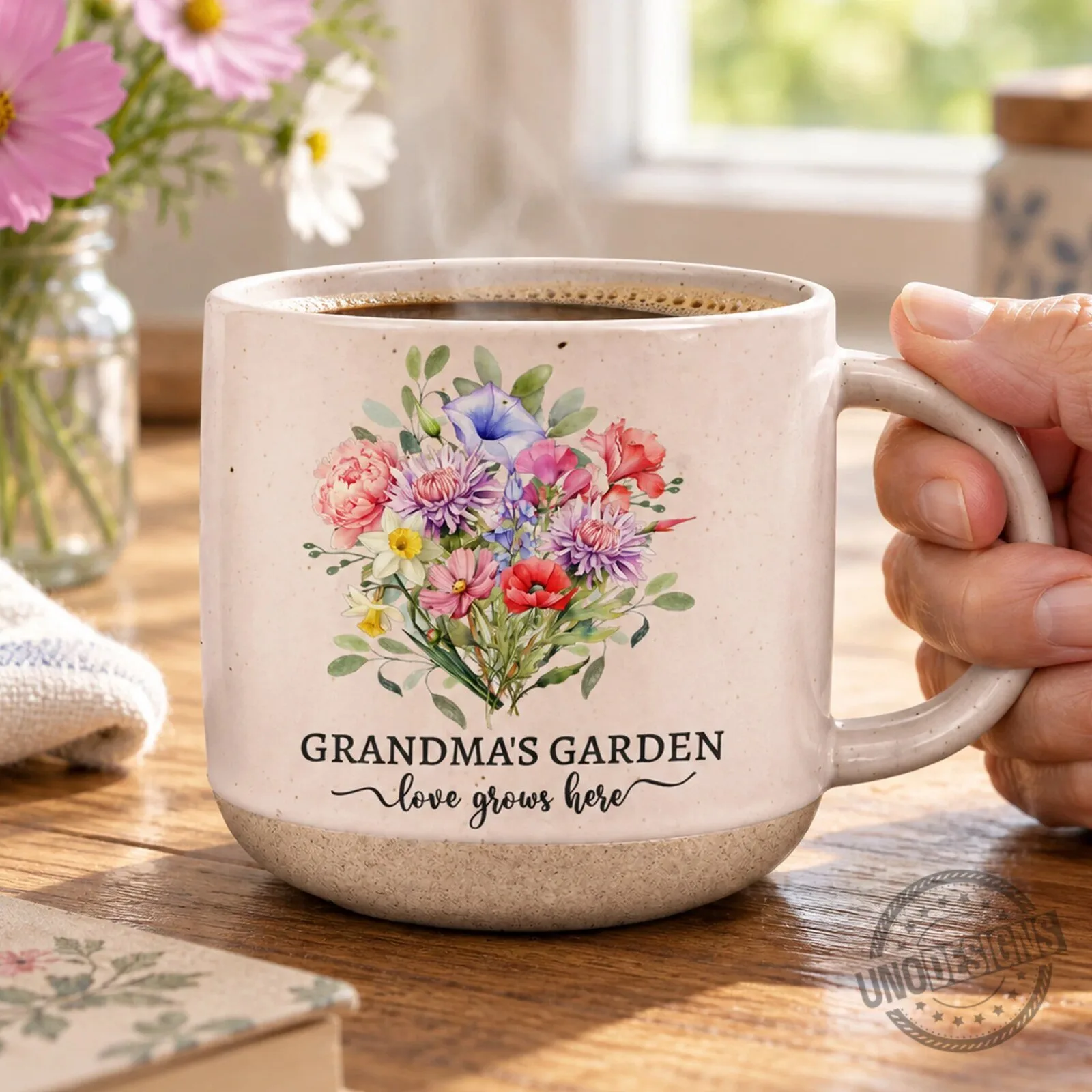 Personalized Birth Flower Bouquet Grandma's Garden Love Grows Here Mug 10 Personalized Birth Flower Bouquet Grandma