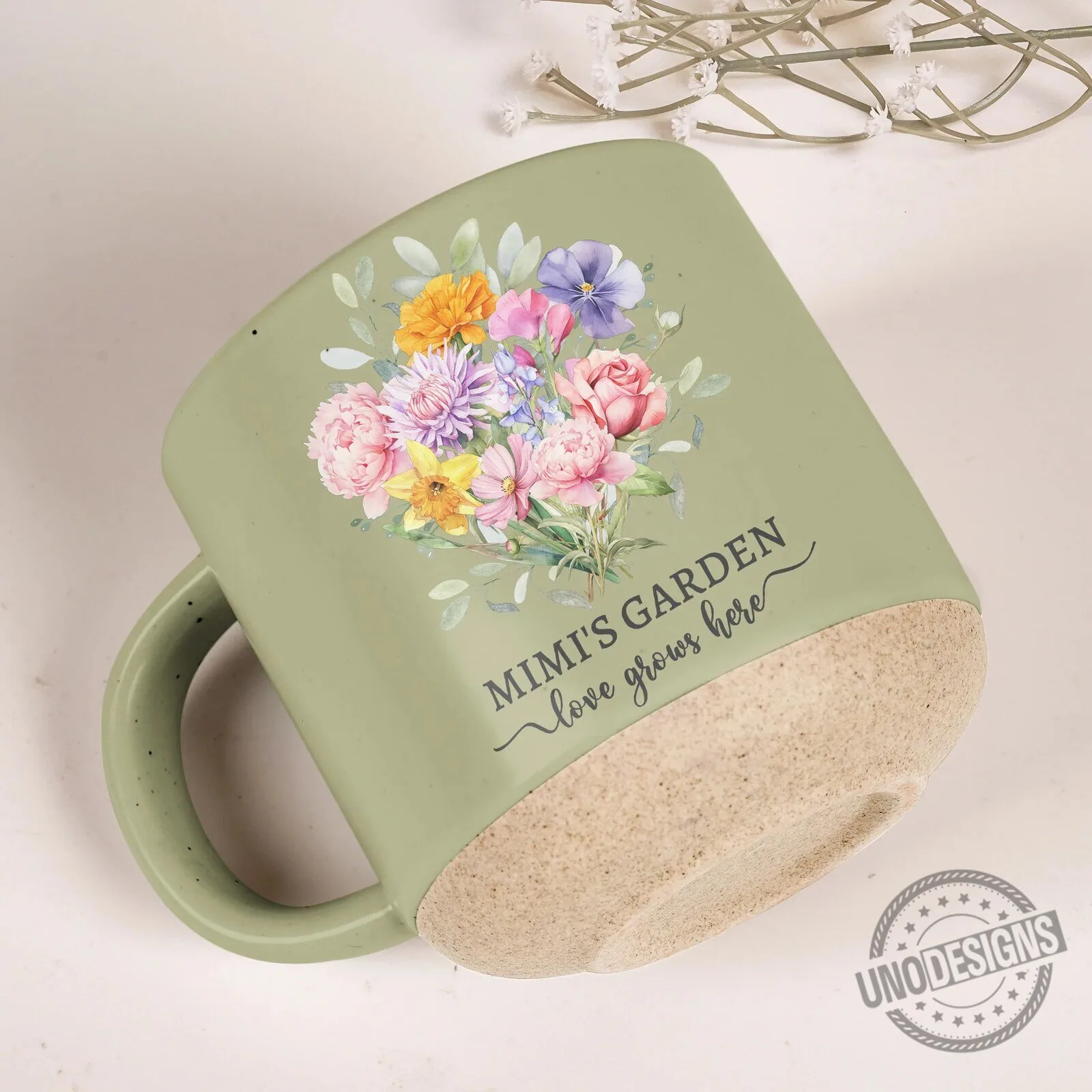 Personalized Birth Flower Bouquet Grandma's Garden Love Grows Here Mug 11 Personalized Birth Flower Bouquet Grandma