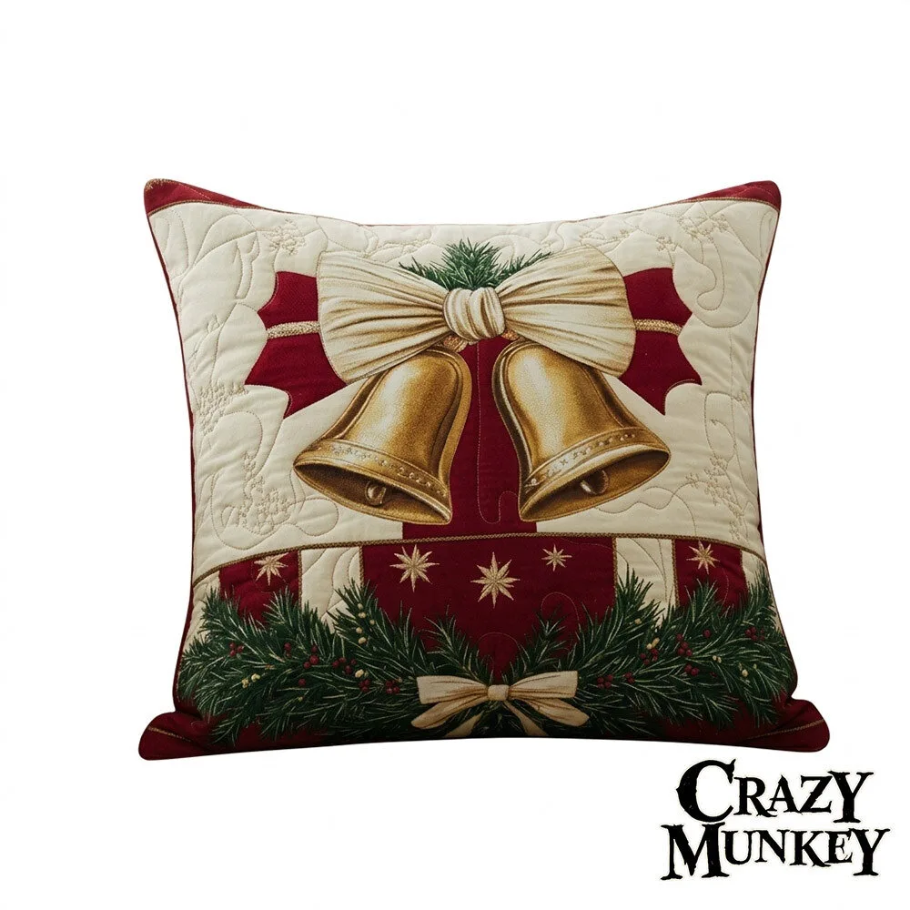 Happy Holiday Christmas Quilted Art Throw Pillow Case | Home Decor 3 Happy Holiday Christmas Quilted Art Throw Pillow Case | Home Decor