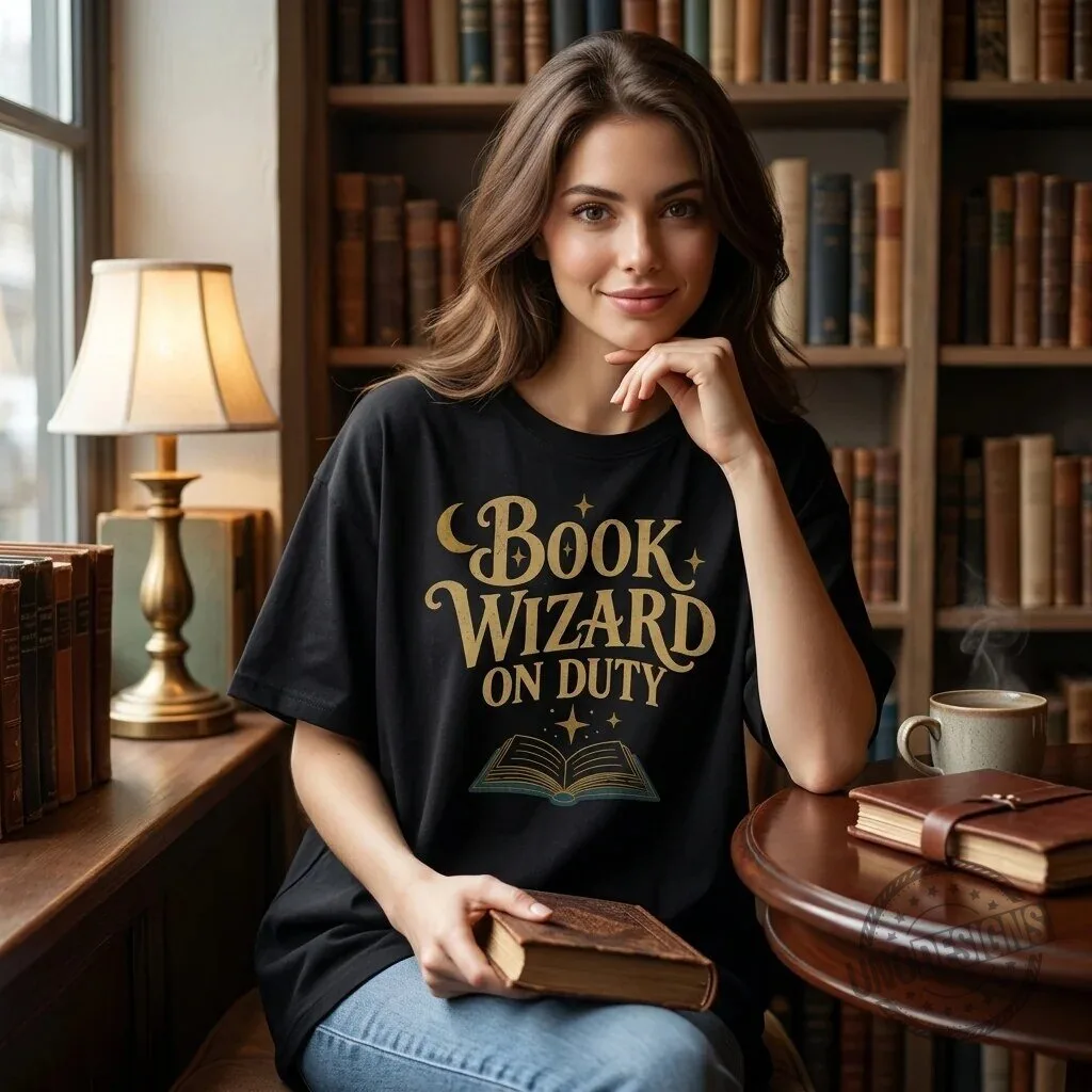Book Wizard On Duty Vintage Reading Lover Gift Idea T-Shirt 1 Book Wizard On Duty Vintage Reading Lover Gift Idea T-Shirt