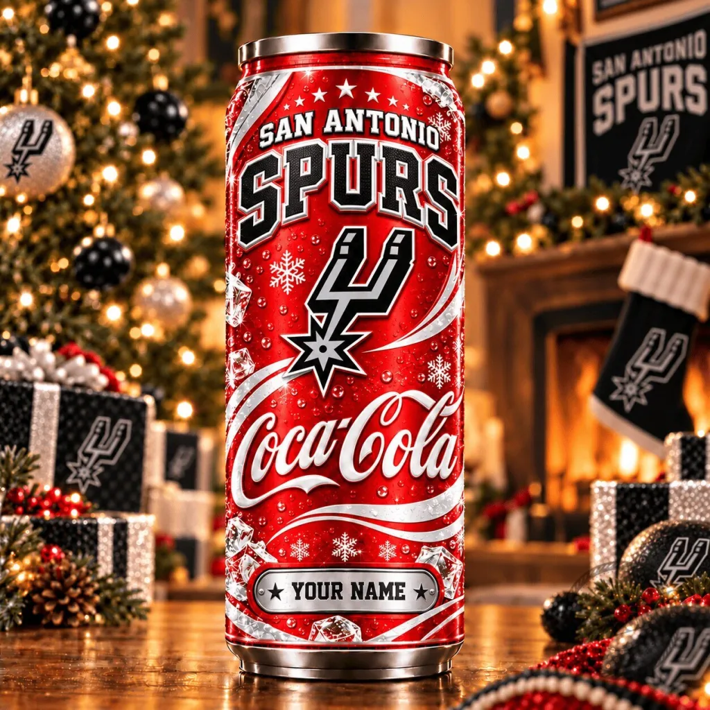 San Antonio Spurs Coca-Cola Christmas Custom Name Can Tumbler San Antonio Spurs Coca-Cola Christmas Custom Name Can Tumbler