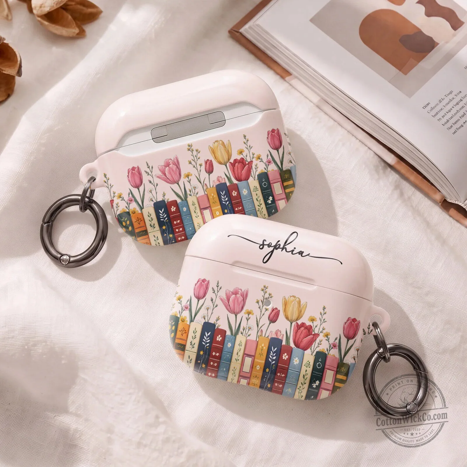Personalized Floral Bookshelf AirPods Case with Custom Name for Book Lovers 7 Personalized Floral Bookshelf AirPods Case with Custom Name for Book Lovers