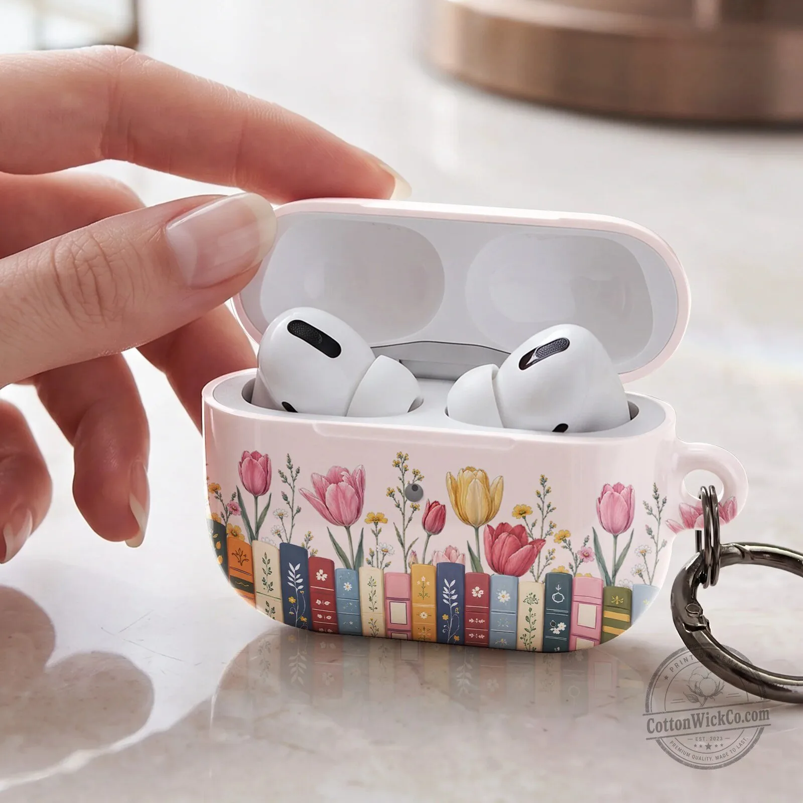 Personalized Floral Bookshelf AirPods Case with Custom Name for Book Lovers 8 Personalized Floral Bookshelf AirPods Case with Custom Name for Book Lovers