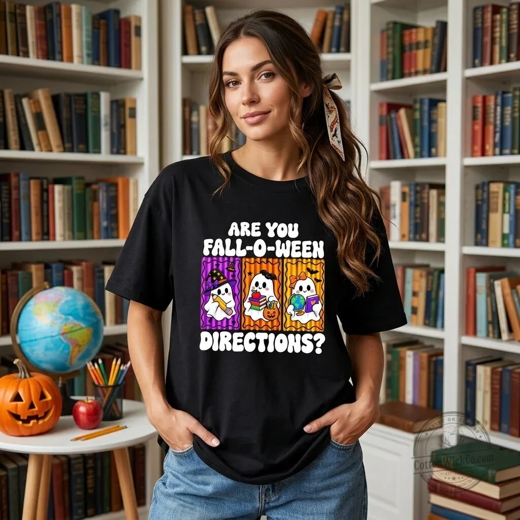 Are You Fall-O-Ween Directions Funny Ghost Halloween Teacher T-Shirt