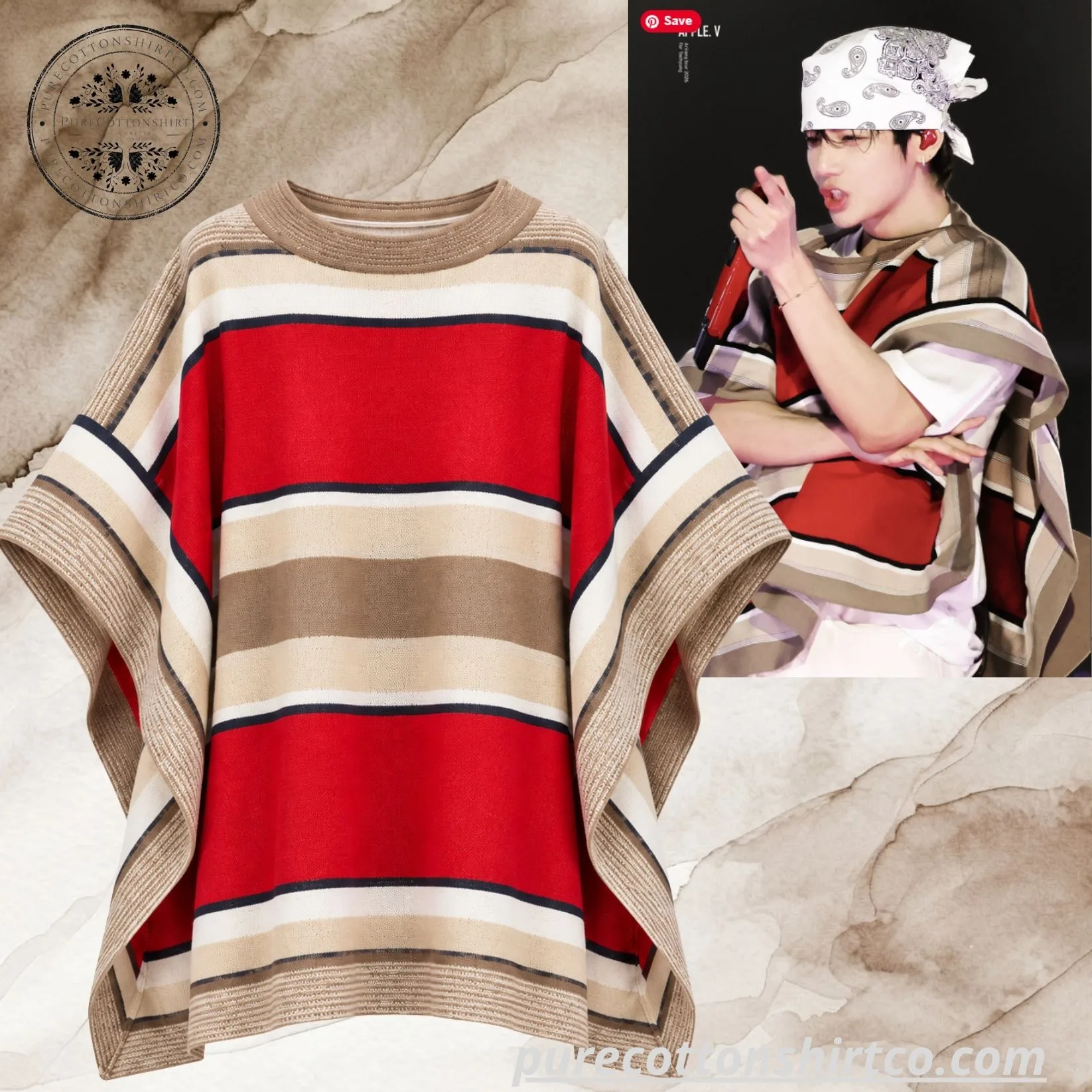 2 BTS CHILE’S TRADITIONAL HUASO Knit Poncho Sweater – BTS WORLDTOUR ARIRANG SANTIAGO — image 2
