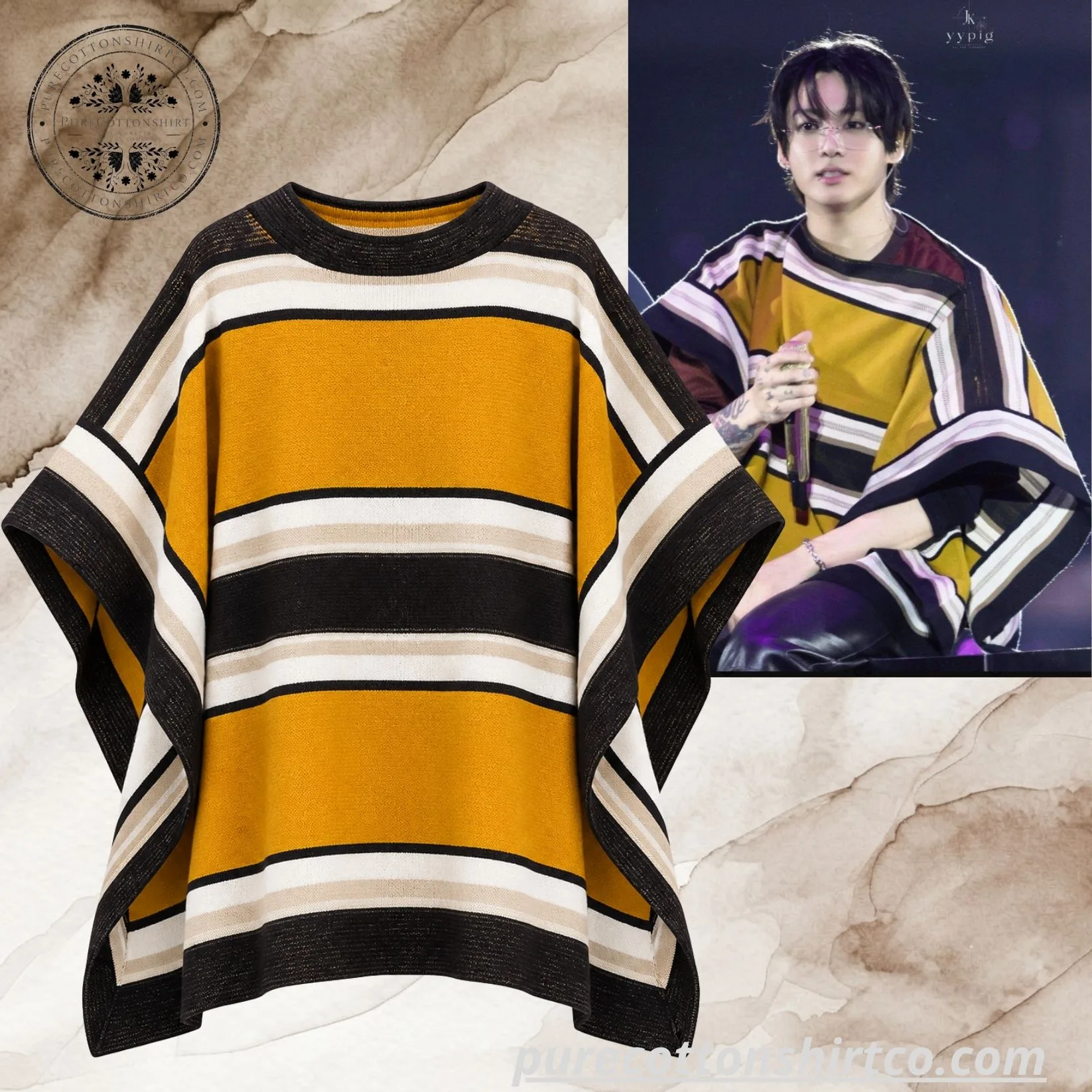3 BTS CHILE’S TRADITIONAL HUASO Knit Poncho Sweater – BTS WORLDTOUR ARIRANG SANTIAGO — image 3