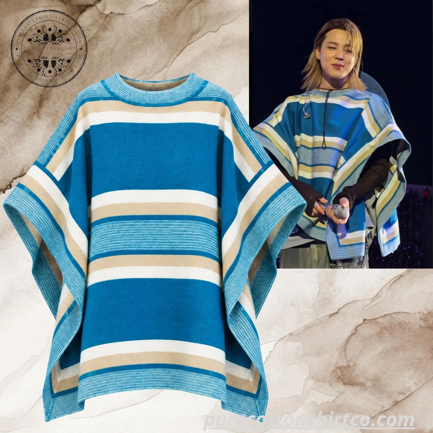 4 BTS CHILE’S TRADITIONAL HUASO Knit Poncho Sweater – BTS WORLDTOUR ARIRANG SANTIAGO — image 4