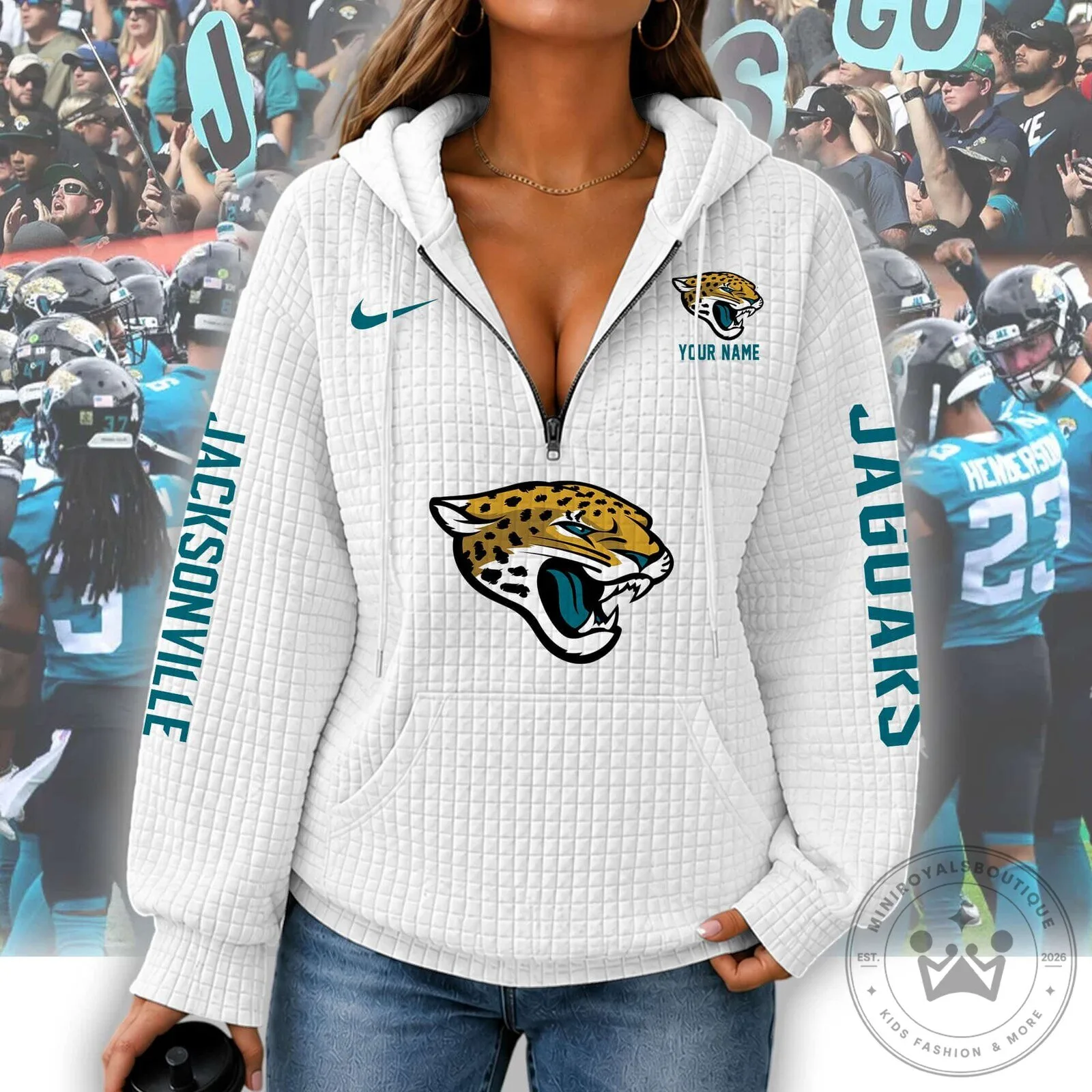 Jacksonville Jaguars Women's Waffle Knit Half-Zip Hoodie