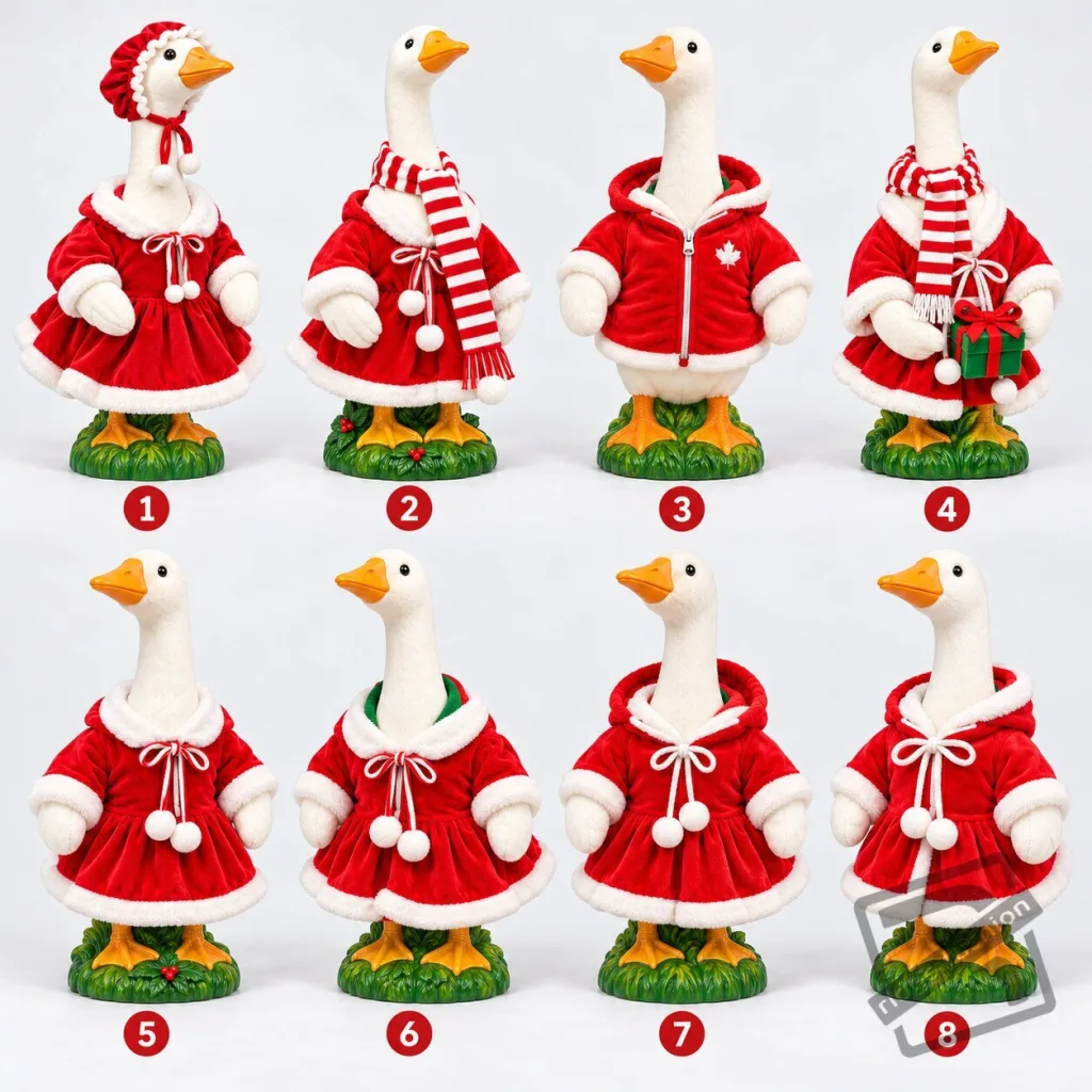 "Enhance Curb Appeal with Festive Christmas Goose Statue Outfit Set" 15 Festive Christmas Lawn Goose Statue Outfit Set – Holiday Porch Goose Decor